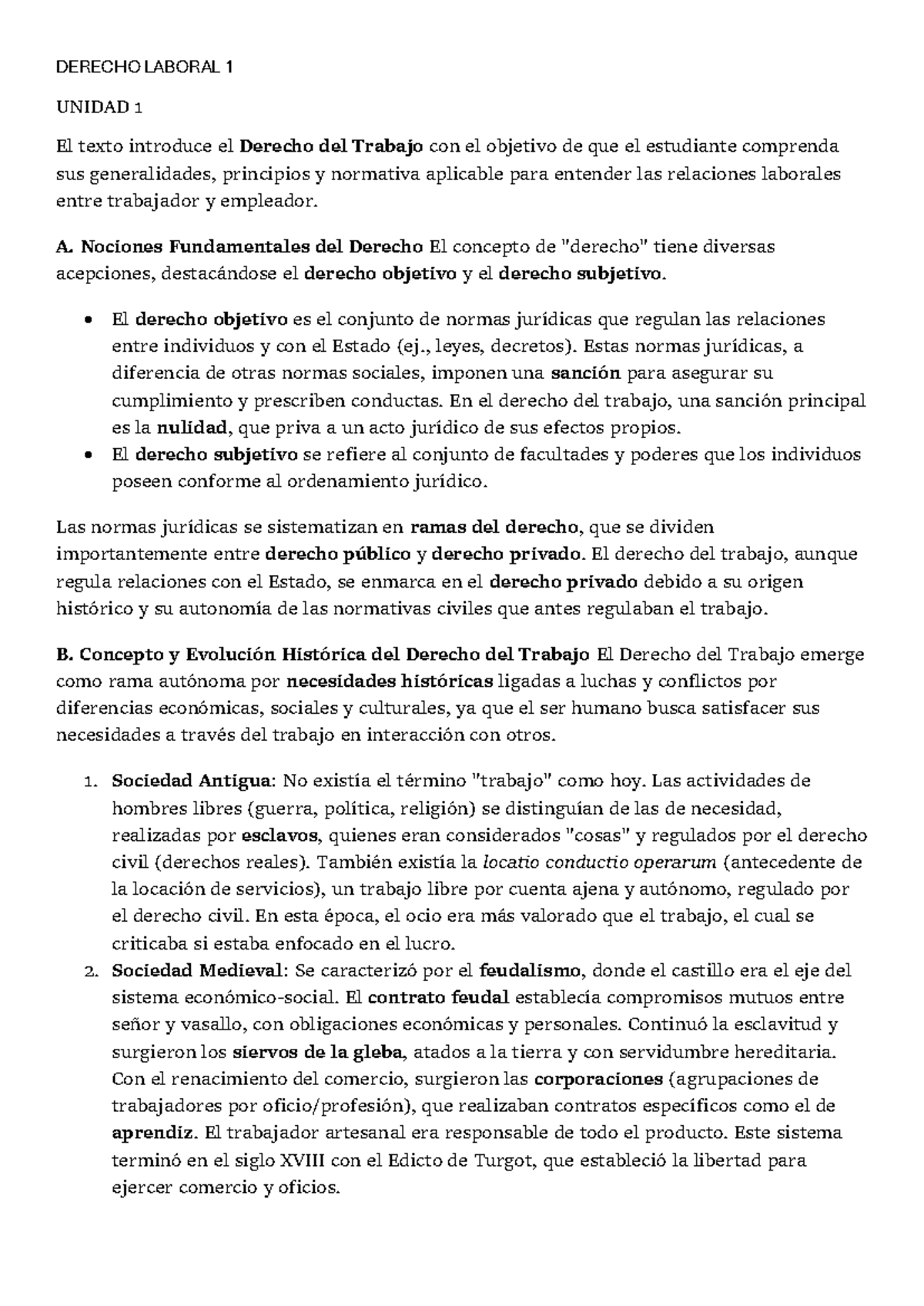 Derecho Laboral I - Unidad 1: Introducción y Principios Fundamentales ...