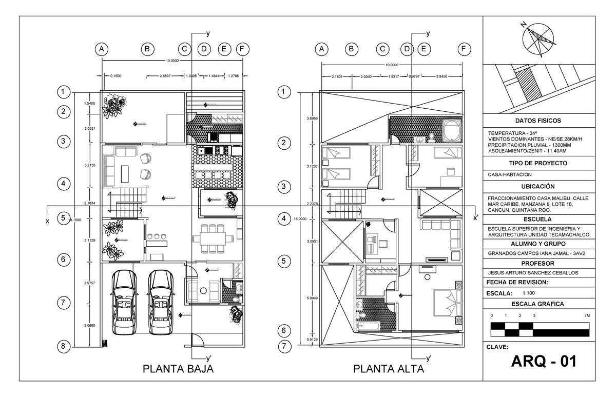 Proyecto Casa Habitación - Planta Baja y Alta (ARQ-01) - Studocu