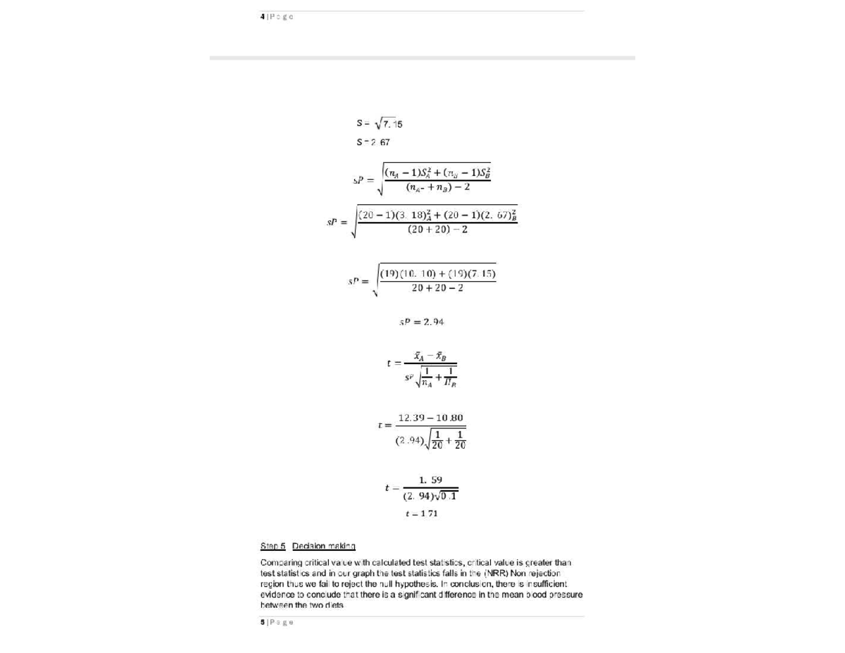 STAT 41 Page Solution: Hypothesis Testing & Decision Making - Studocu