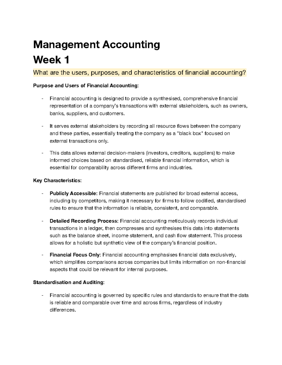 WEEK 1 - Introduction to Financial Accounting & Management Accounting ...