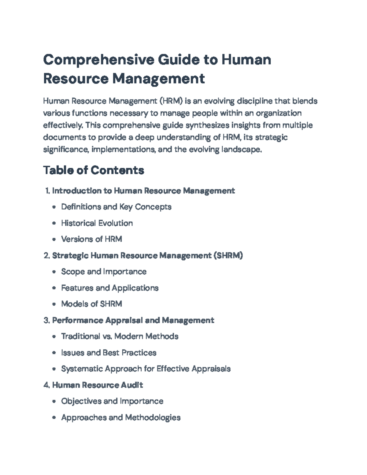 Comprehensive Guide to HRM: Strategies, Audits, and Change Management ...