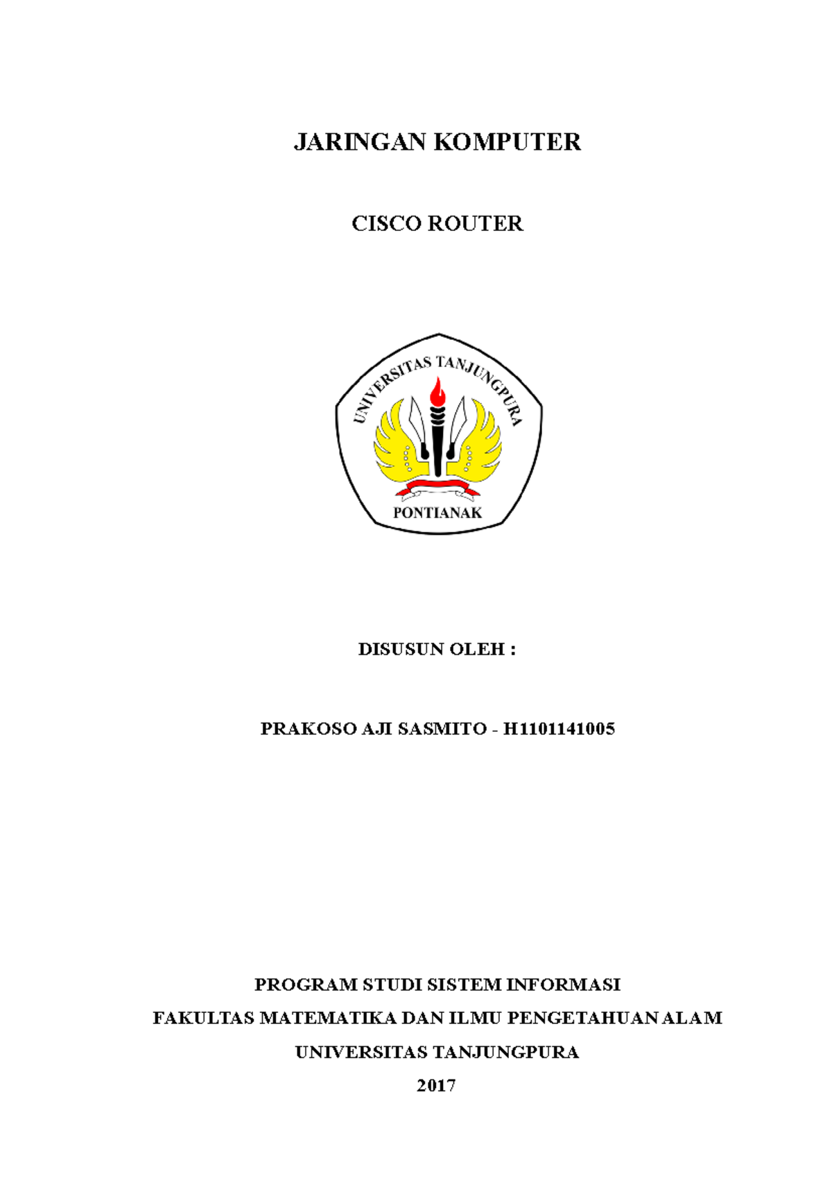 Laporan Praktikum Jaringan Komputer - Cisco Router (SI2017) - Studocu