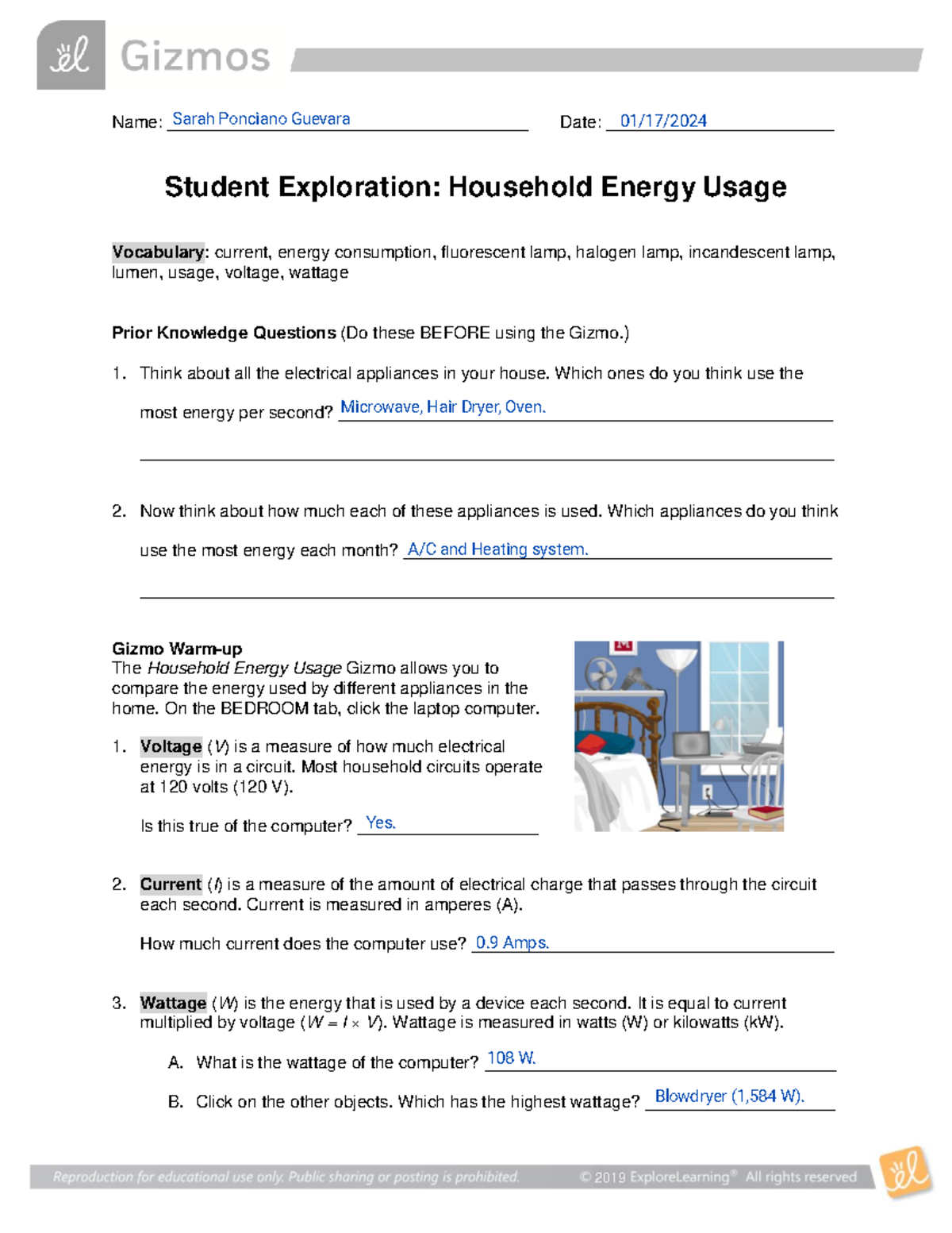 Household Energy Usage Student Exploration - WS Guide - Studocu