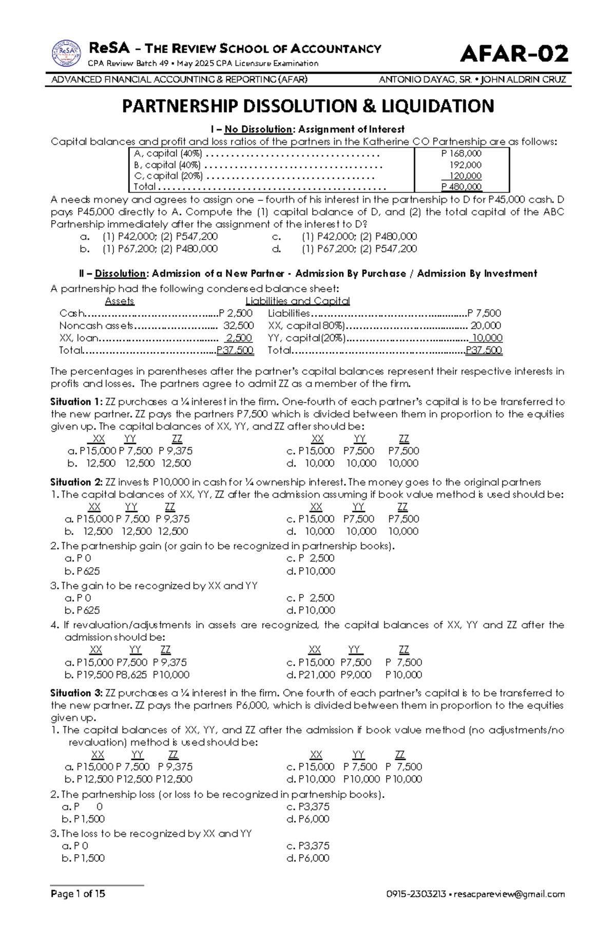 AFAR-02: Understanding Partnership Dissolution & Liquidation Principles ...