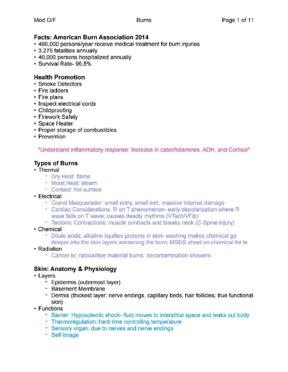 MOD 101 - Comprehensive Notes on Burns and Their Management - Studocu
