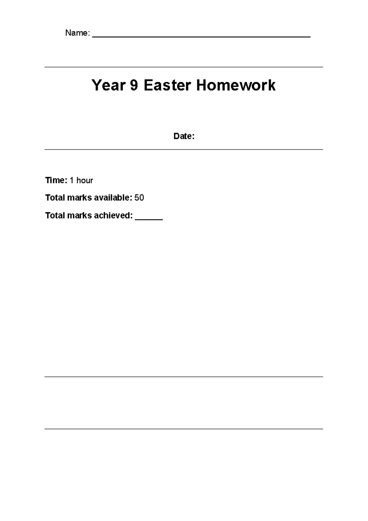 Year 9 Science Exam Paper - Easter Homework Guide - Studocu