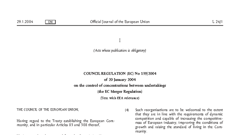 EC Regulation No 139/2004 on Merger Control Thresholds in the EU - Studocu