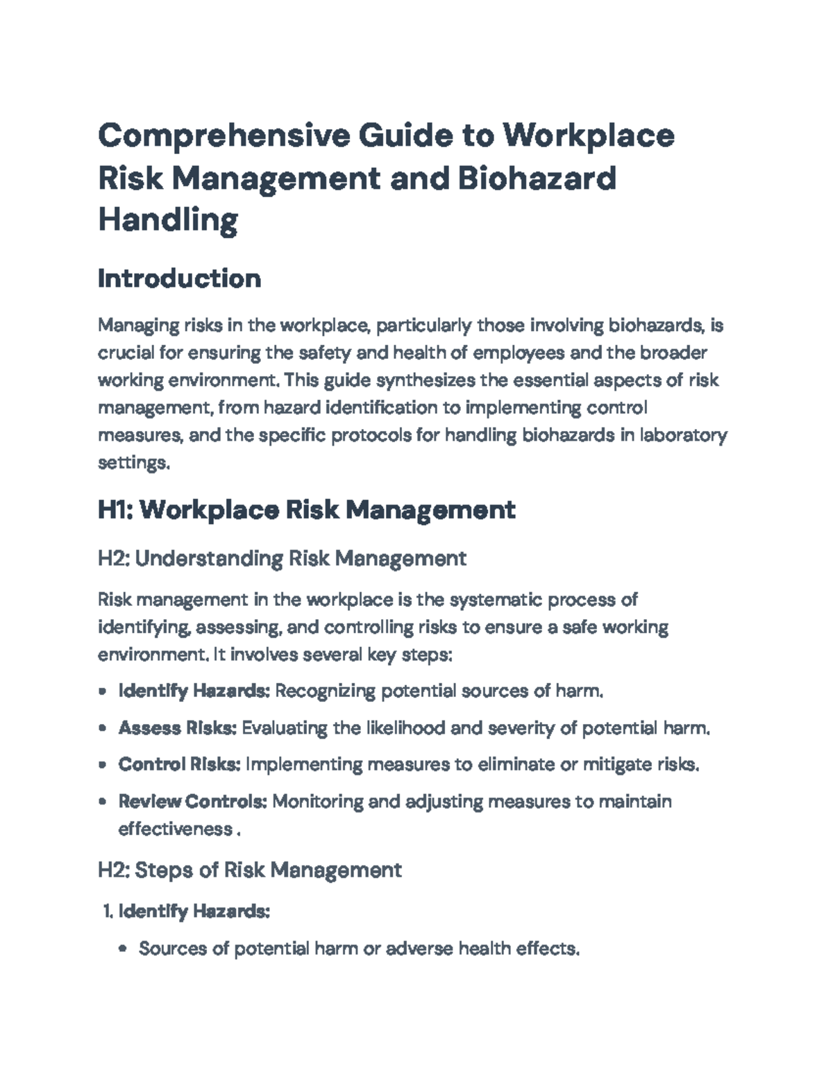 Comprehensive Guide to Workplace Risk Management & Biohazard Handling ...