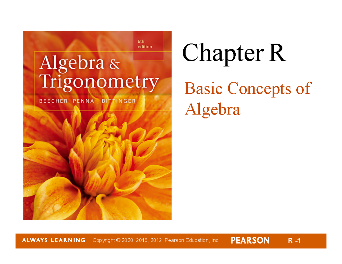 College Algebra (Course Code) Chpt R: Basic Concepts & Exponents - Studocu