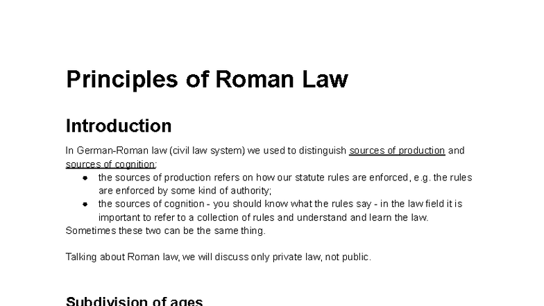Principles of Roman Law - Lecture Notes (Course Code: LAW101) - Studocu