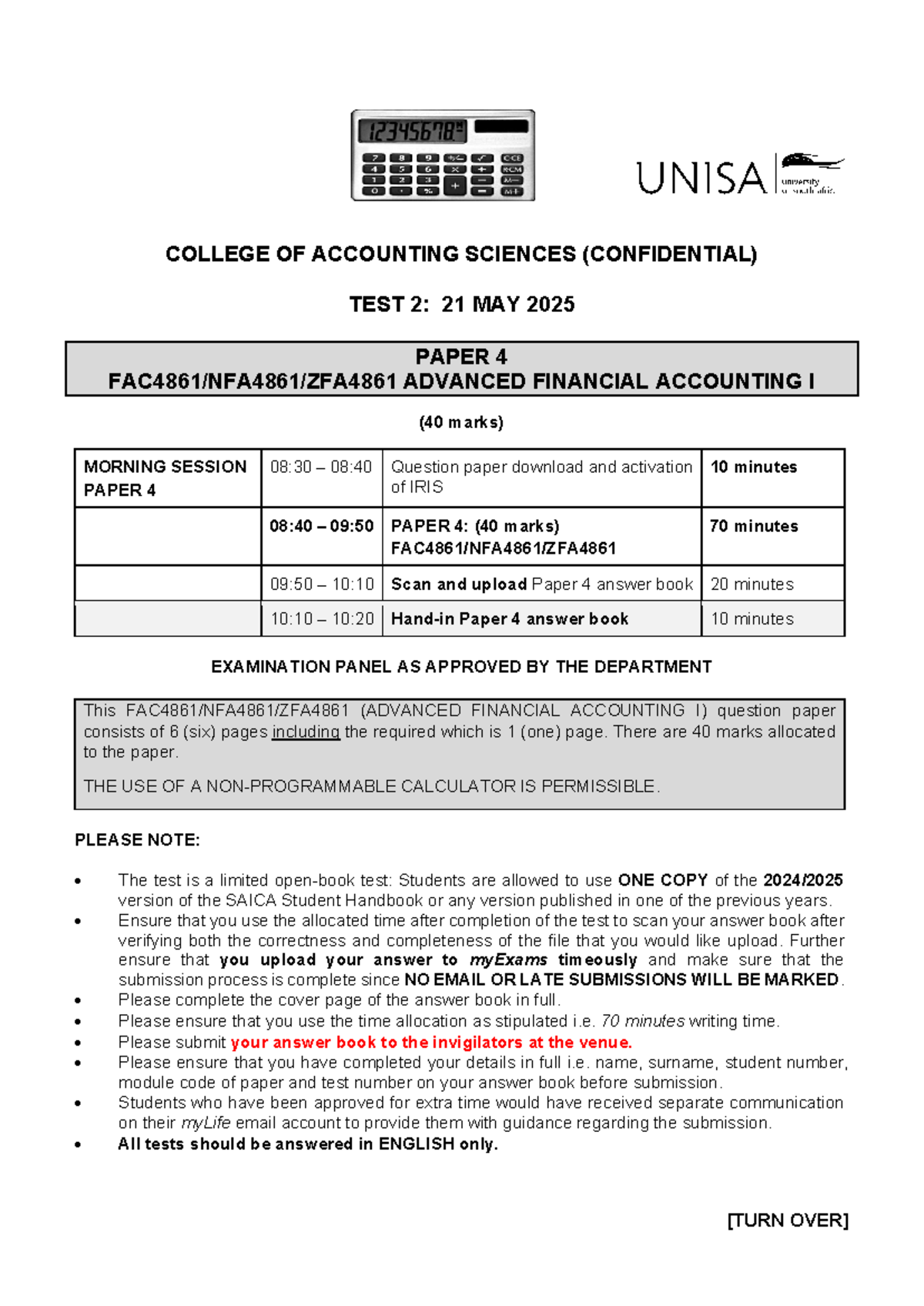 FAC4861 Test 2 2025: Advanced Financial Accounting I Scenario ...