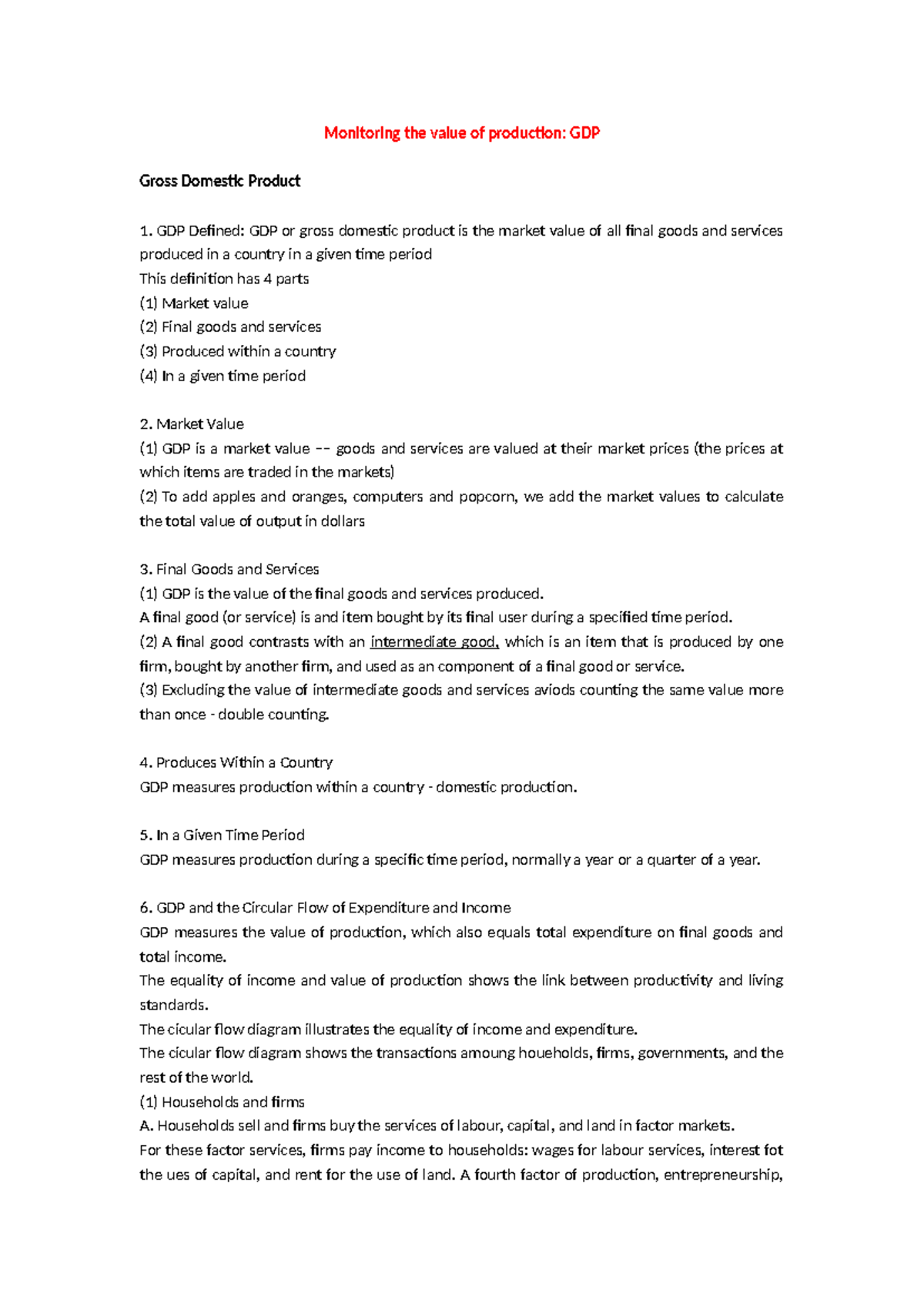 Econ 101: GDP, Unemployment, and Economic Growth Notes - Studocu