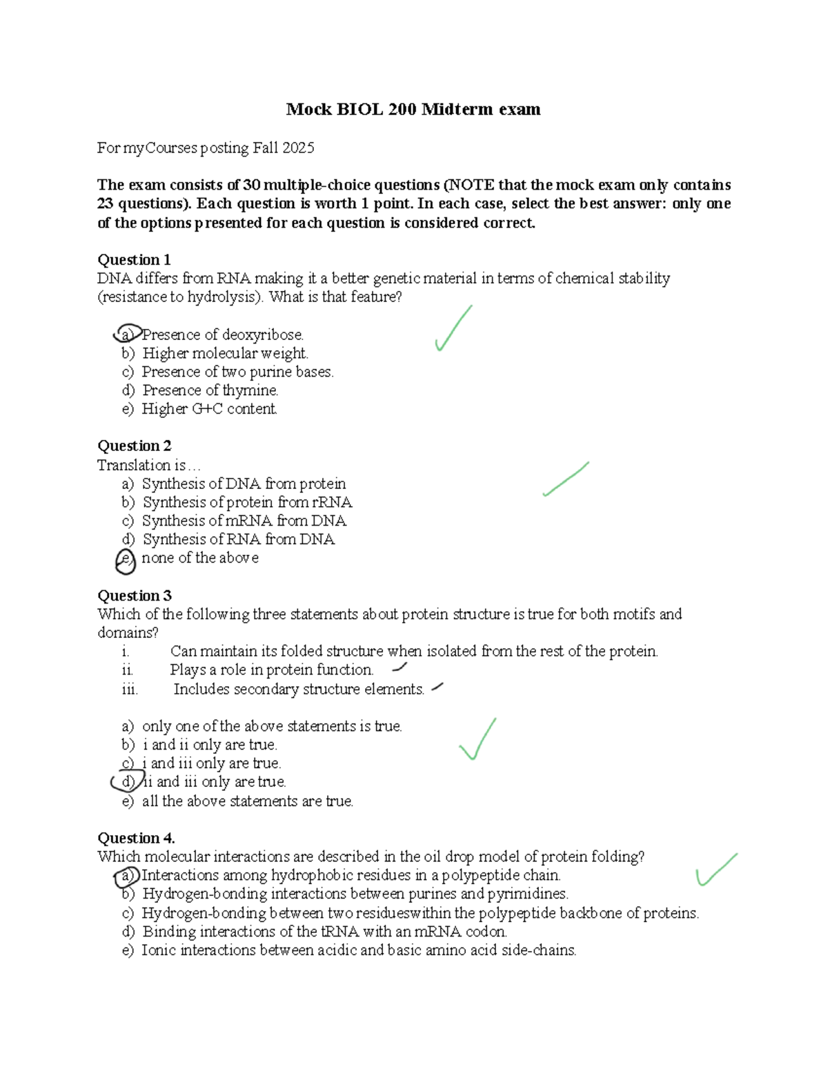 Mock BIOL 200 Midterm Exam Review - Fall 2025 - Studocu