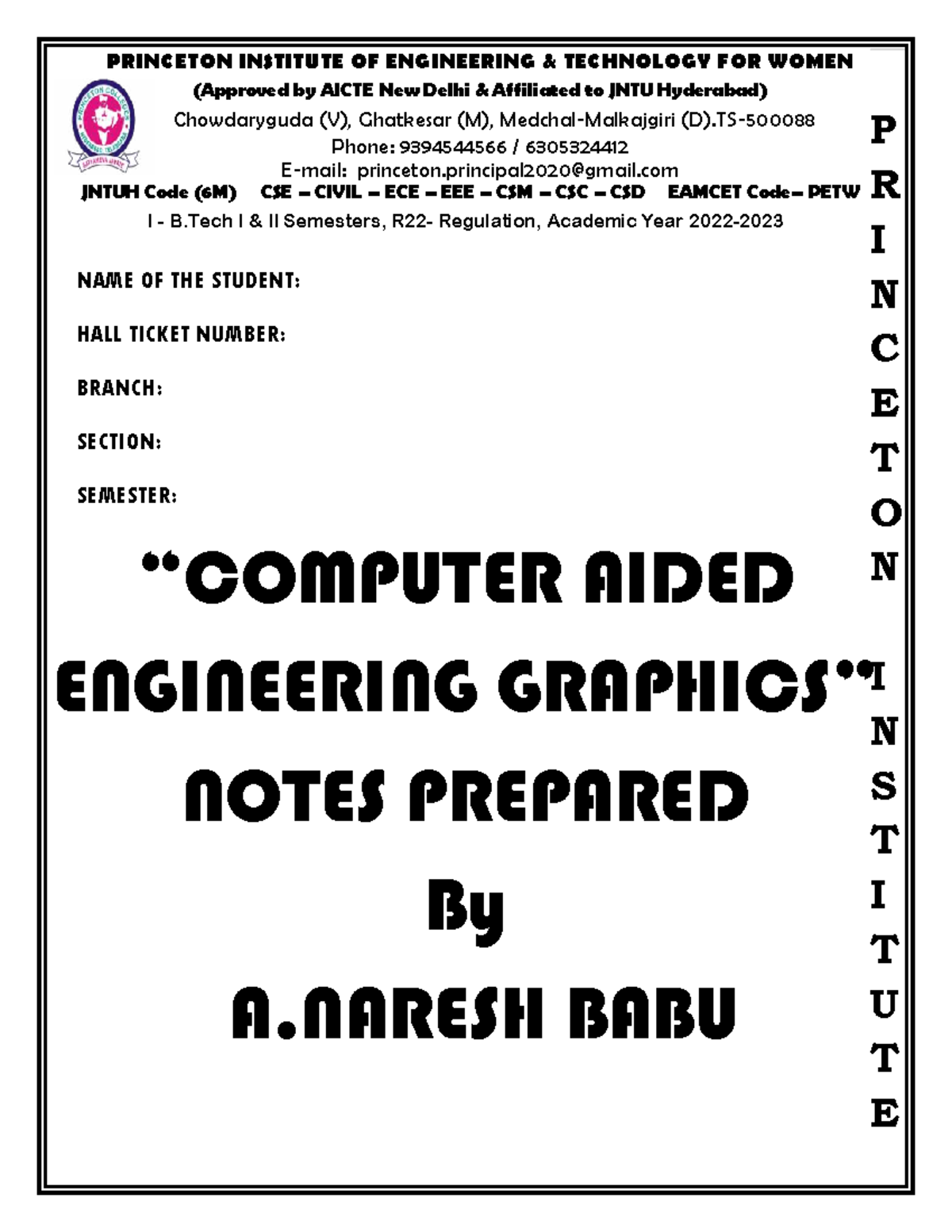 Engineering Graphics Notes for B.Tech I Sem (CSE/CIVIL/ECE) - PETW ...