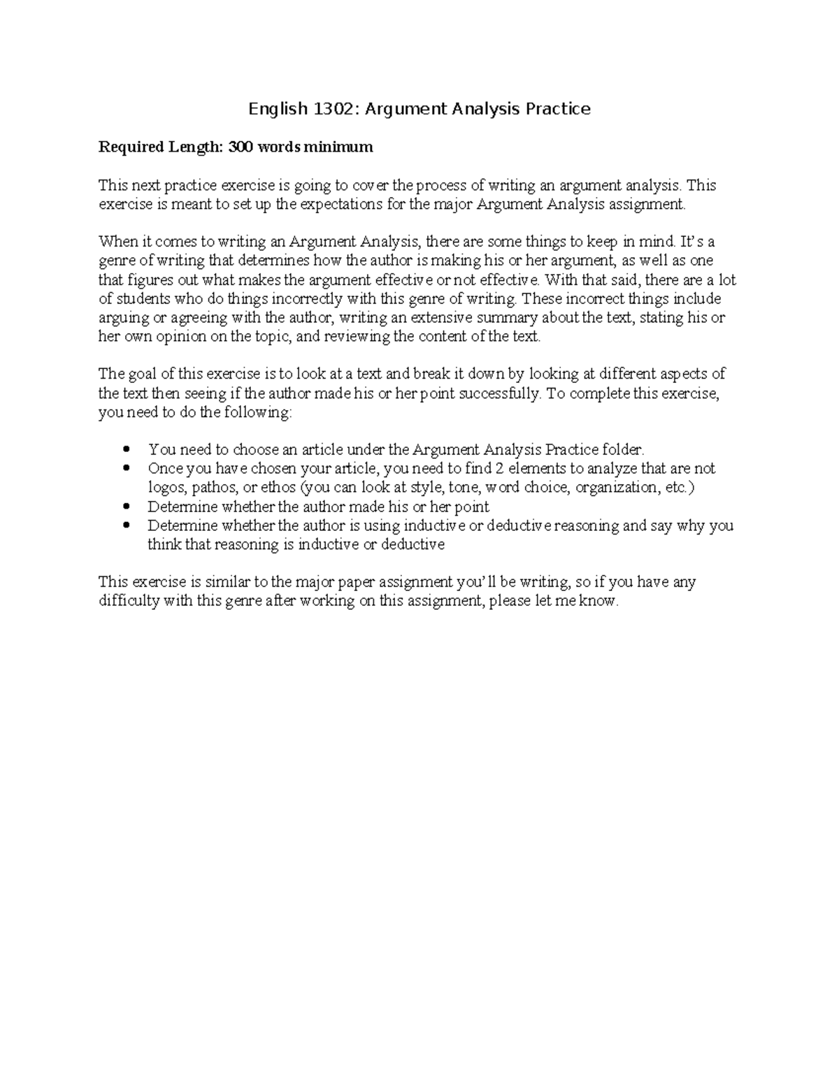 English 1302: Argument Analysis Practice Guidelines and Tips - Studocu