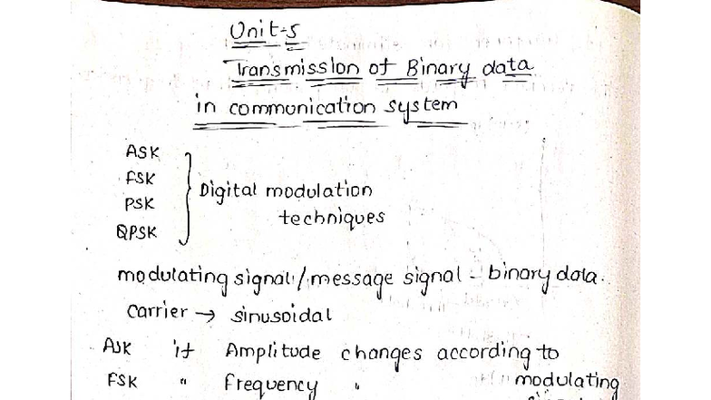 POC-UNIT-V Transmission Techniques in Binary Communication Systems ...