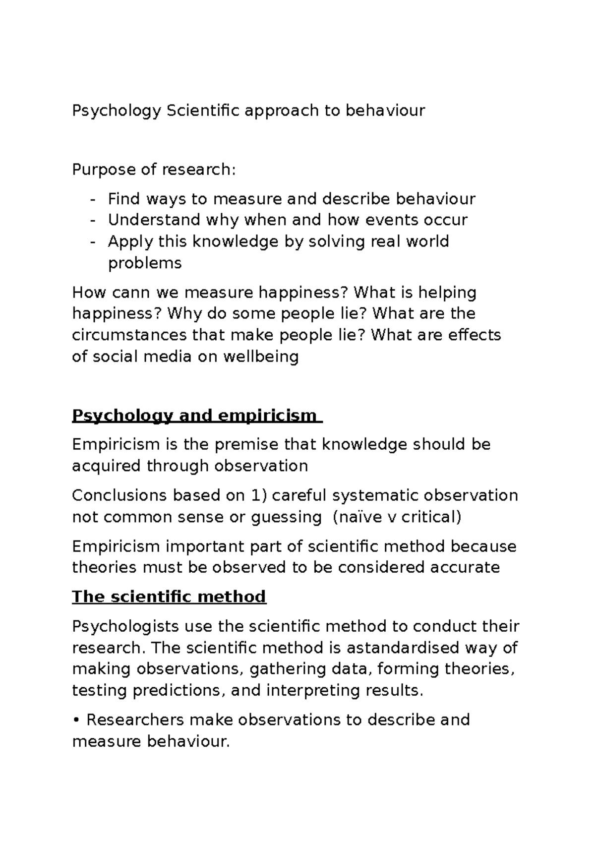 Psychology 101: Scientific Approaches to Behavior and Research Methods ...