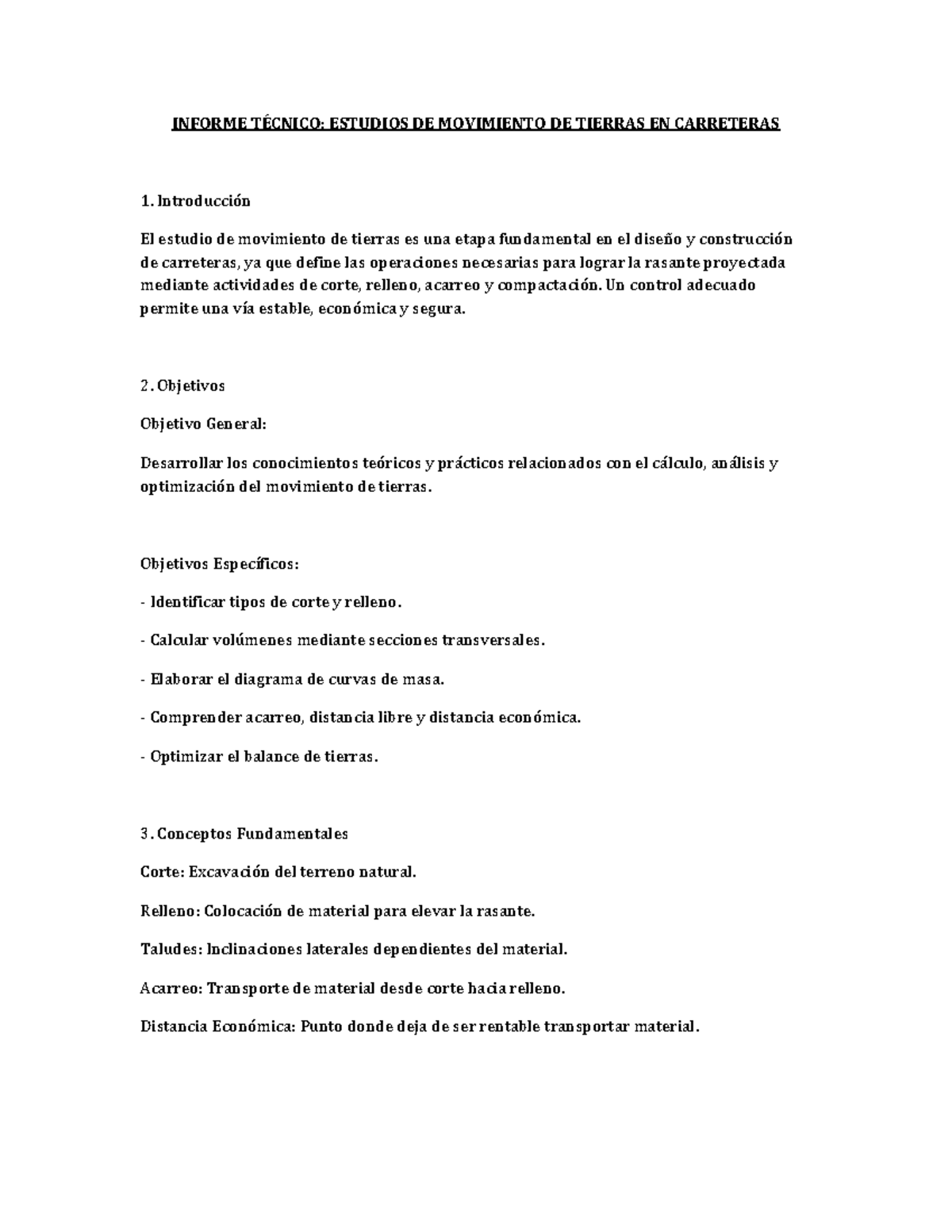 Informe Técnico: Movimiento de Tierras en Carreteras - Document Preview