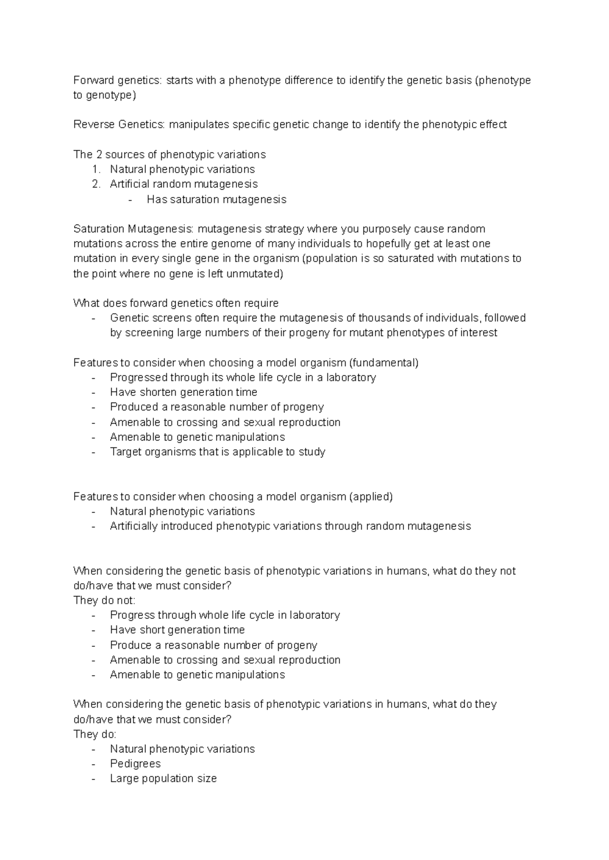 Analysis of Gene Function: Forward & Reverse Genetics Overview - Studocu