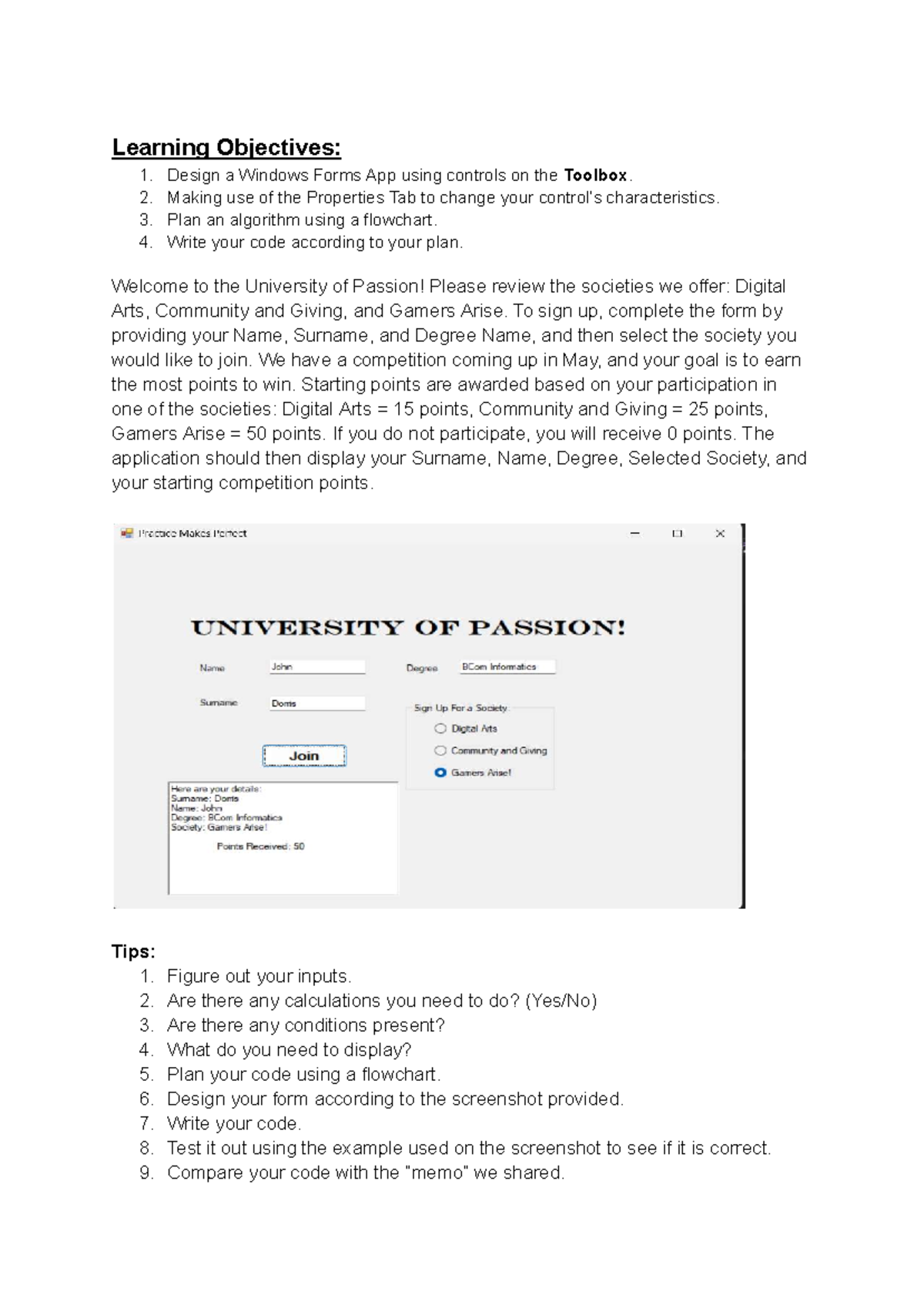INF 154: Windows Forms App Design & Flowchart Planning Notes - Studocu