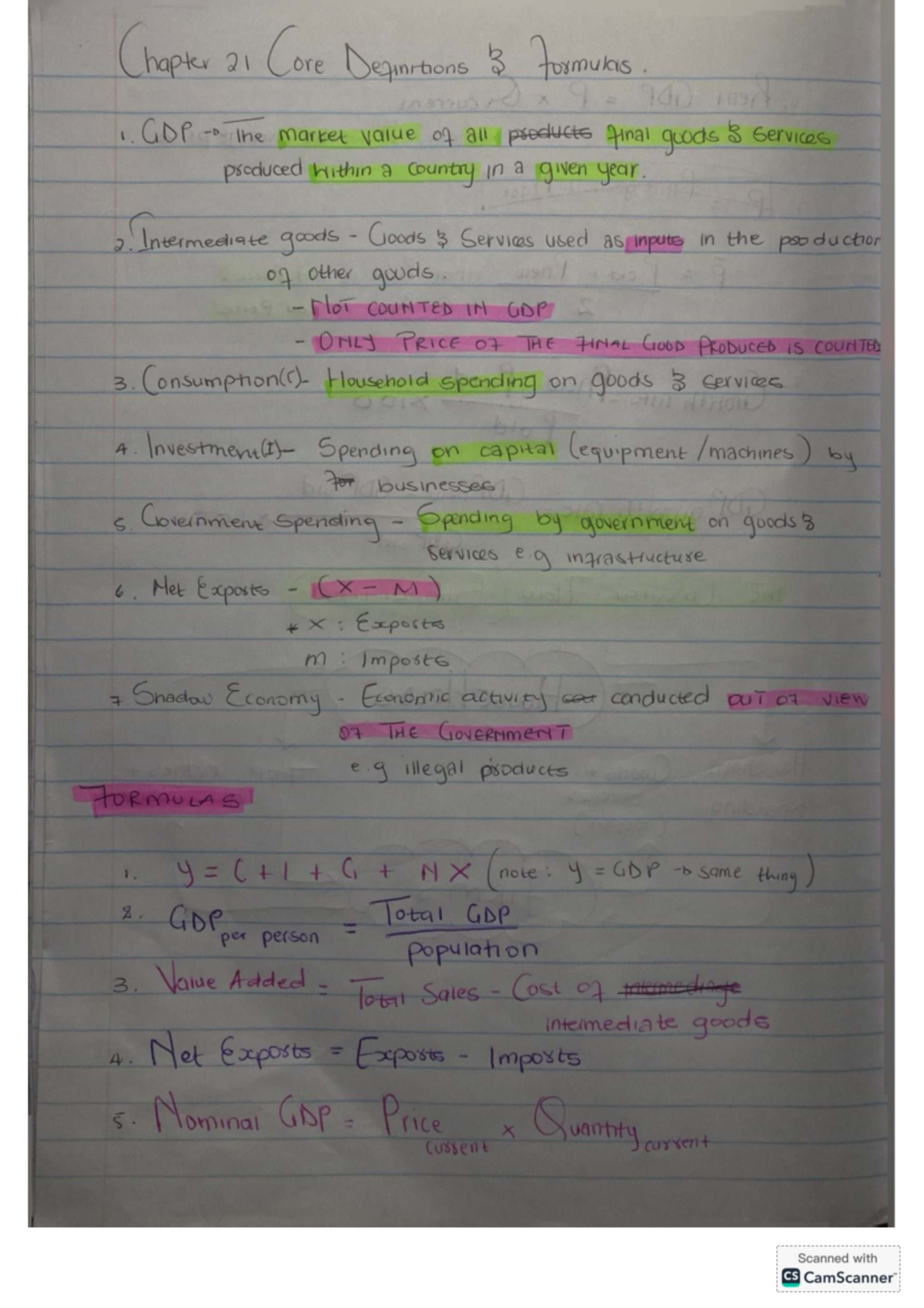 Chapter 21 Core Definitions & Formulas for GDP Analysis - Studocu