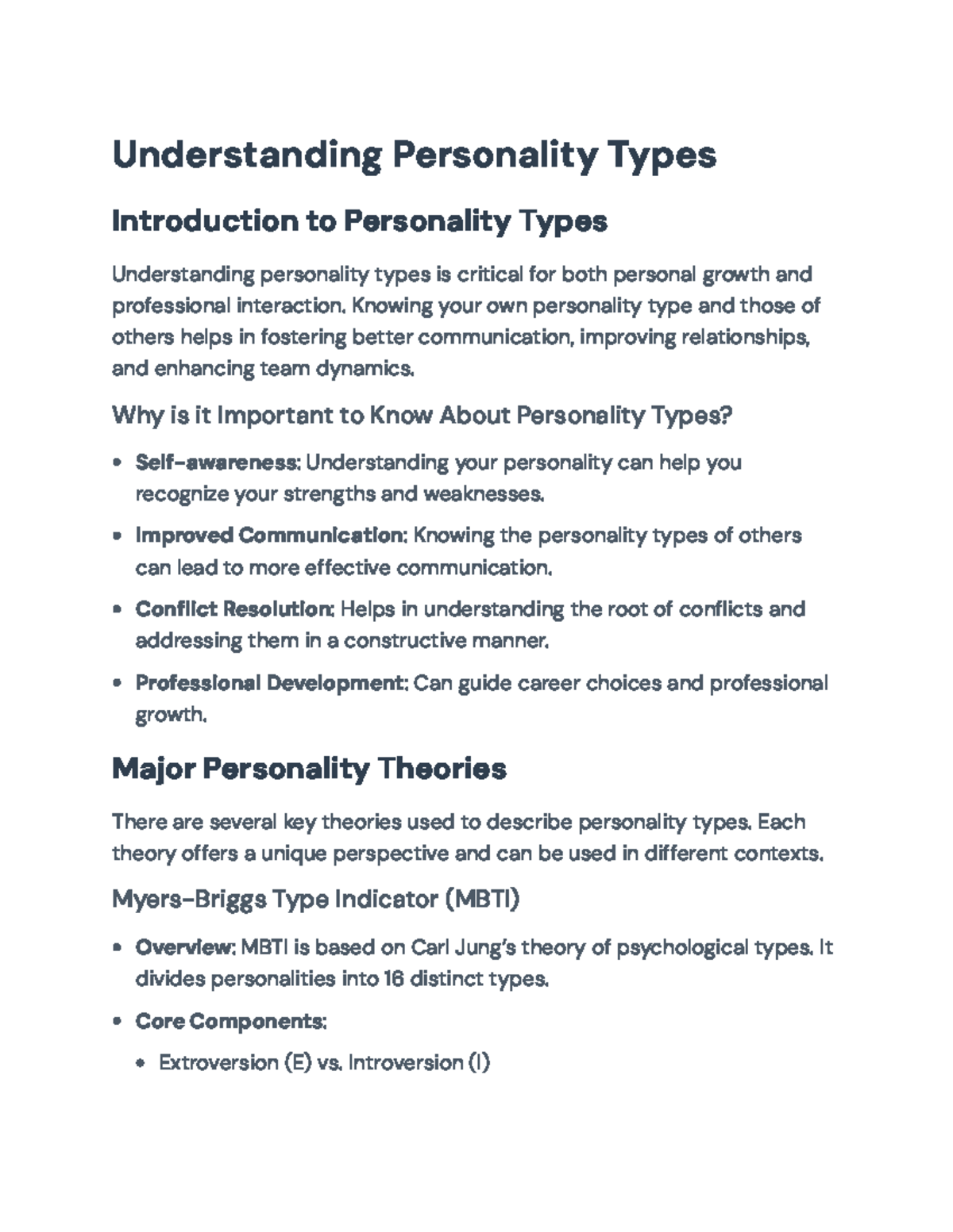 Understanding Personality Types: Theories & Life Applications - Studocu