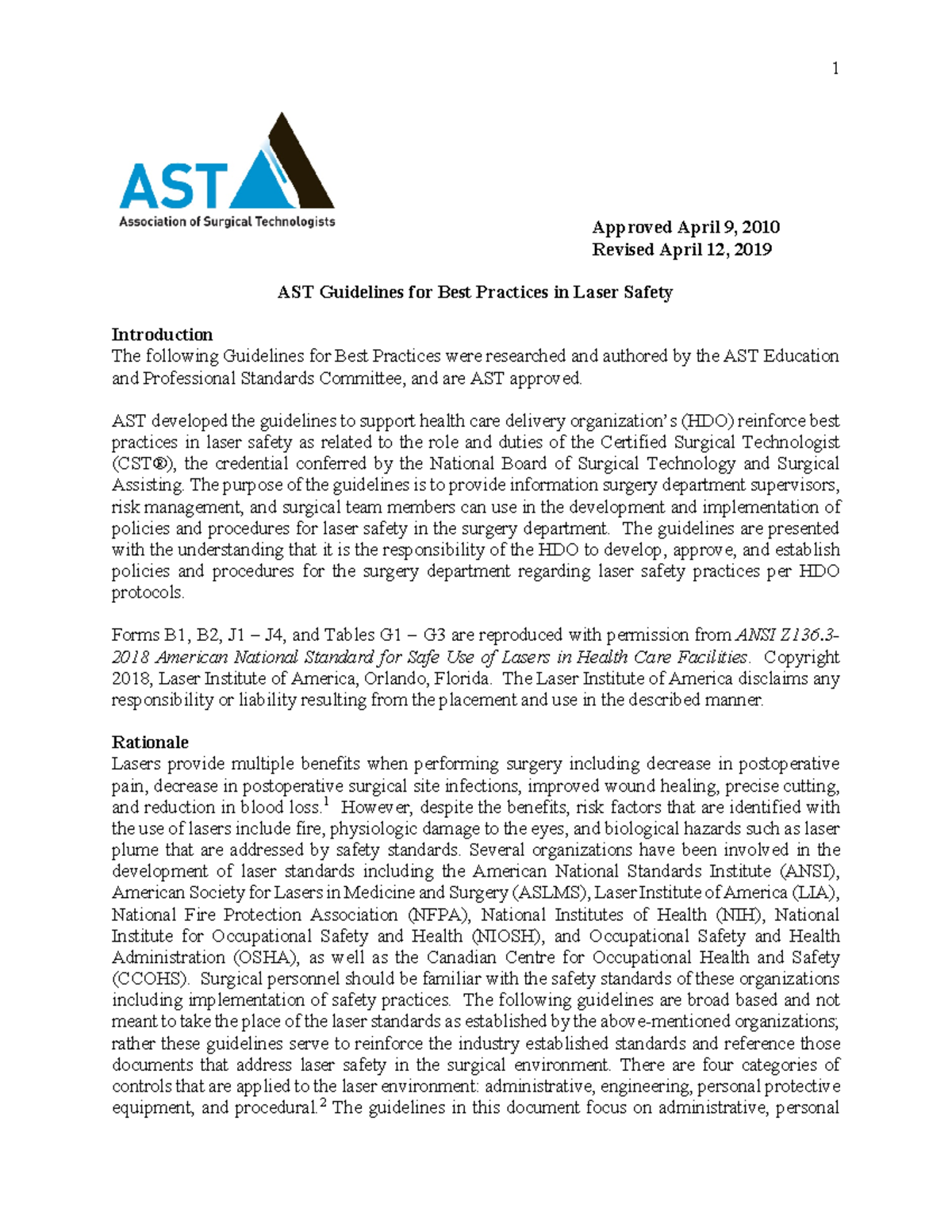 AST Guidelines for Best Practices in Laser Safety - Studocu