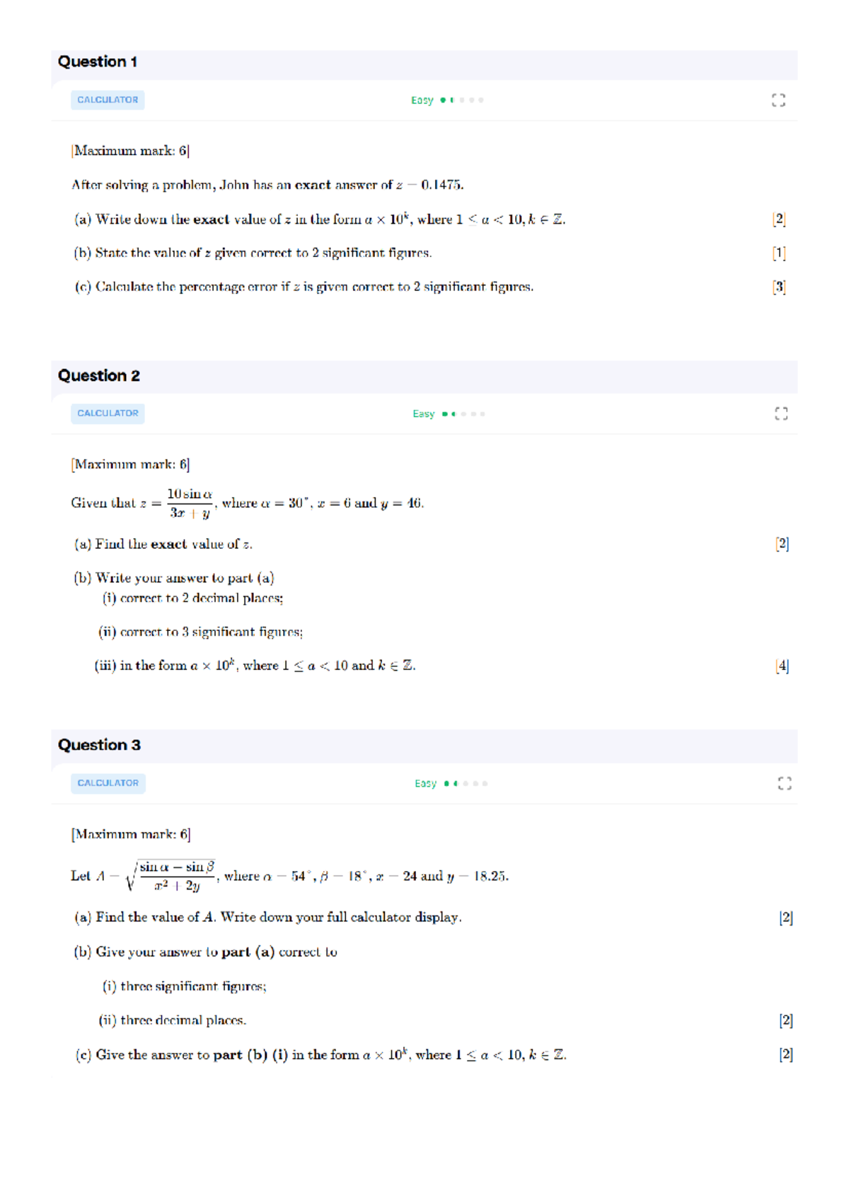 AISL 101 Calculator Practice Questions and Solutions - Studocu