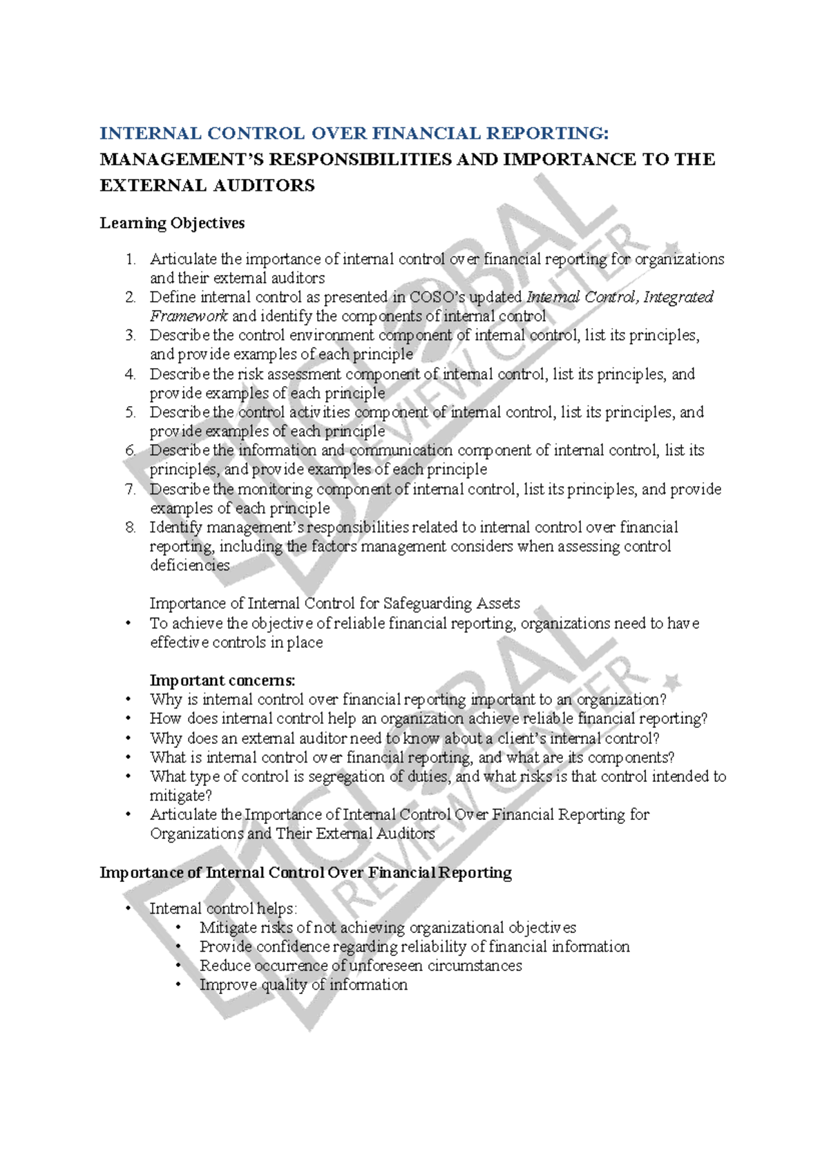 3-AT Internal Control Over Financial Reporting: Importance for Auditors ...