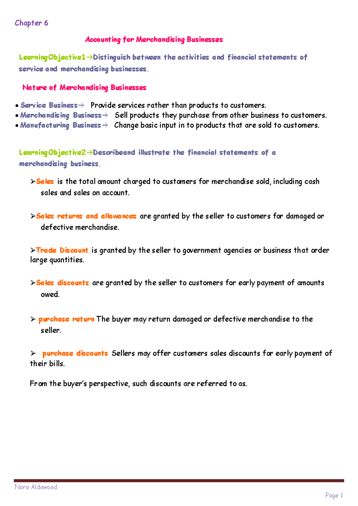Accounting for Merchandising Businesses - Chapter 6 Notes - Studocu