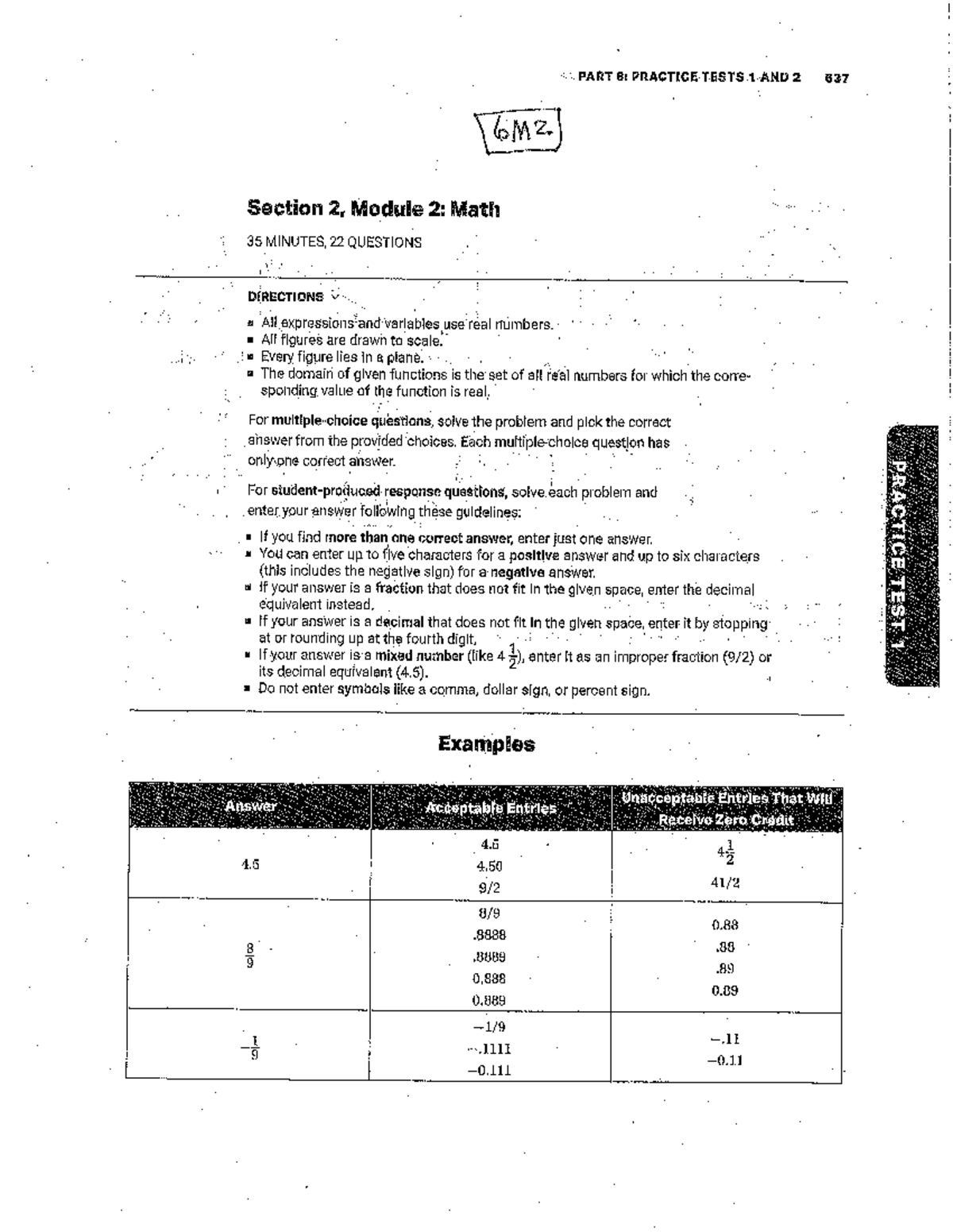 6M2 - a thsi book - PART 6: PRACTICE TESTS 1 AND 2 637 6M2 Section 2 ...