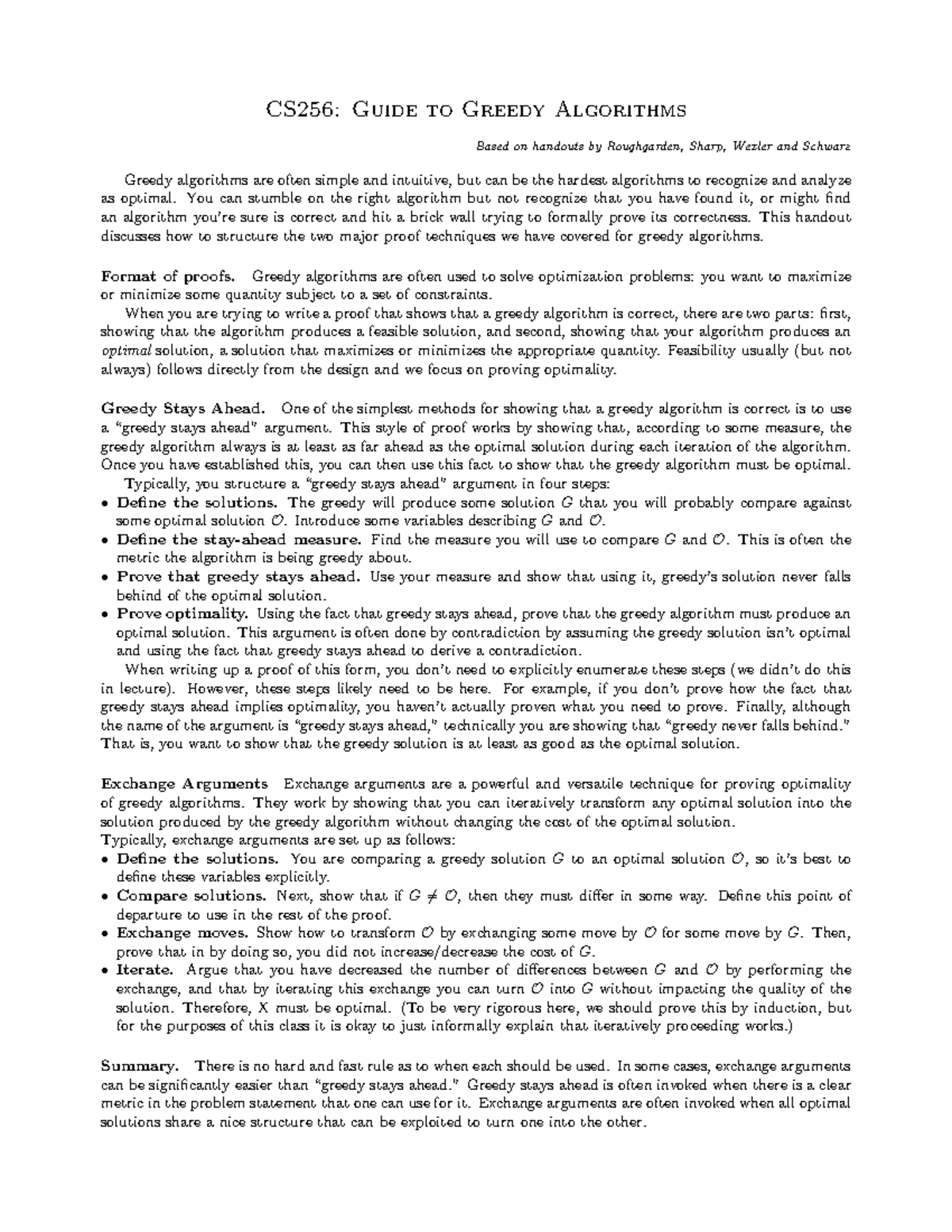 CS256: Comprehensive Guide to Greedy Algorithms and Proof Techniques ...