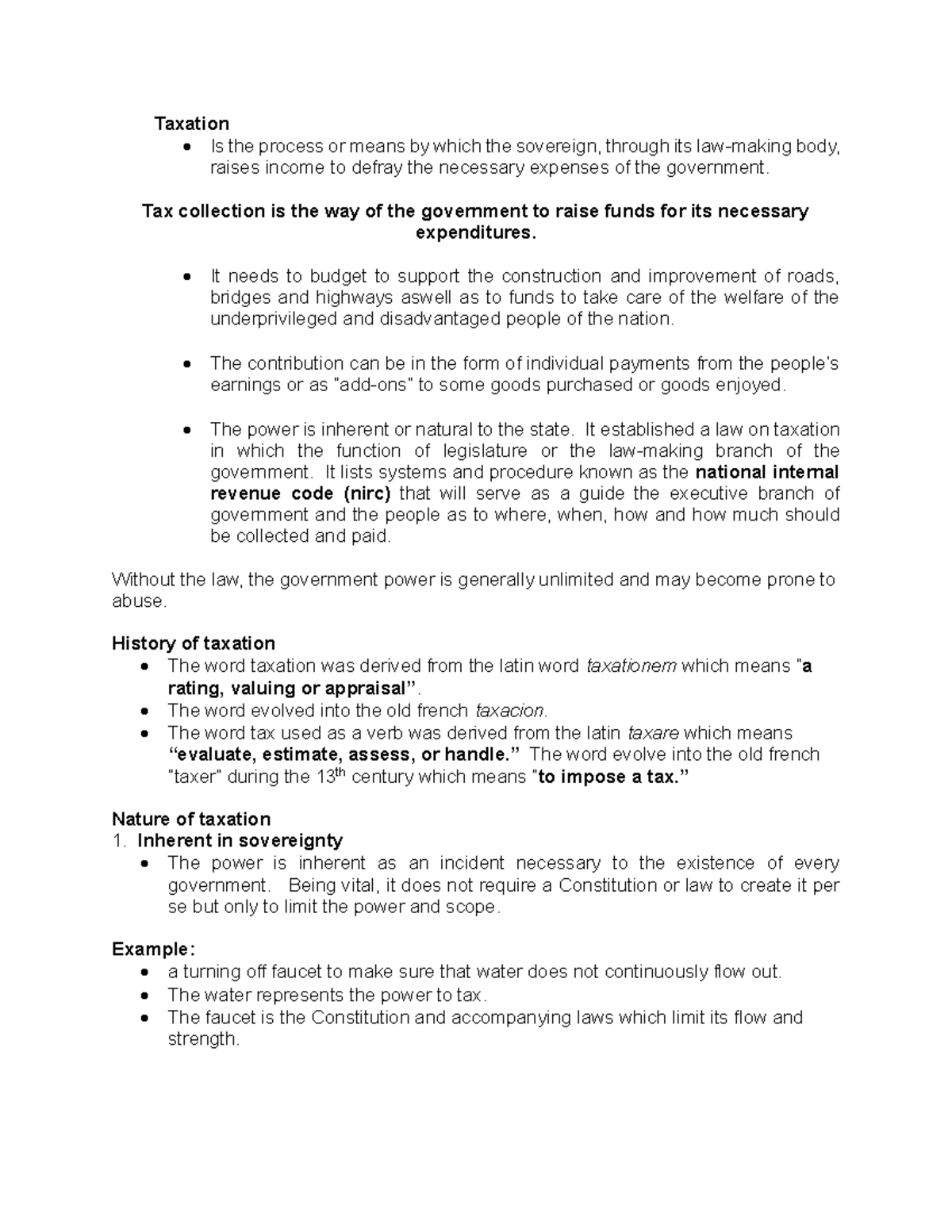 Tax Collection - Lecture Notes 1: Overview of Taxation Concepts - Studocu