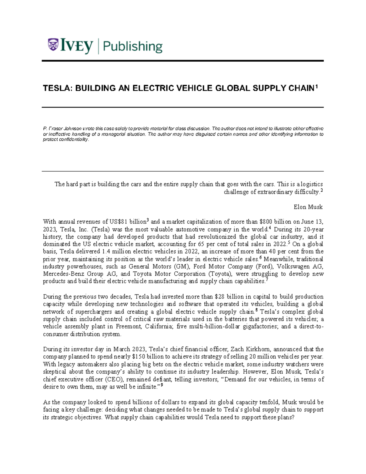 C - Case Study - Tesla: Electric Vehicle Global Supply Chain Analysis ...