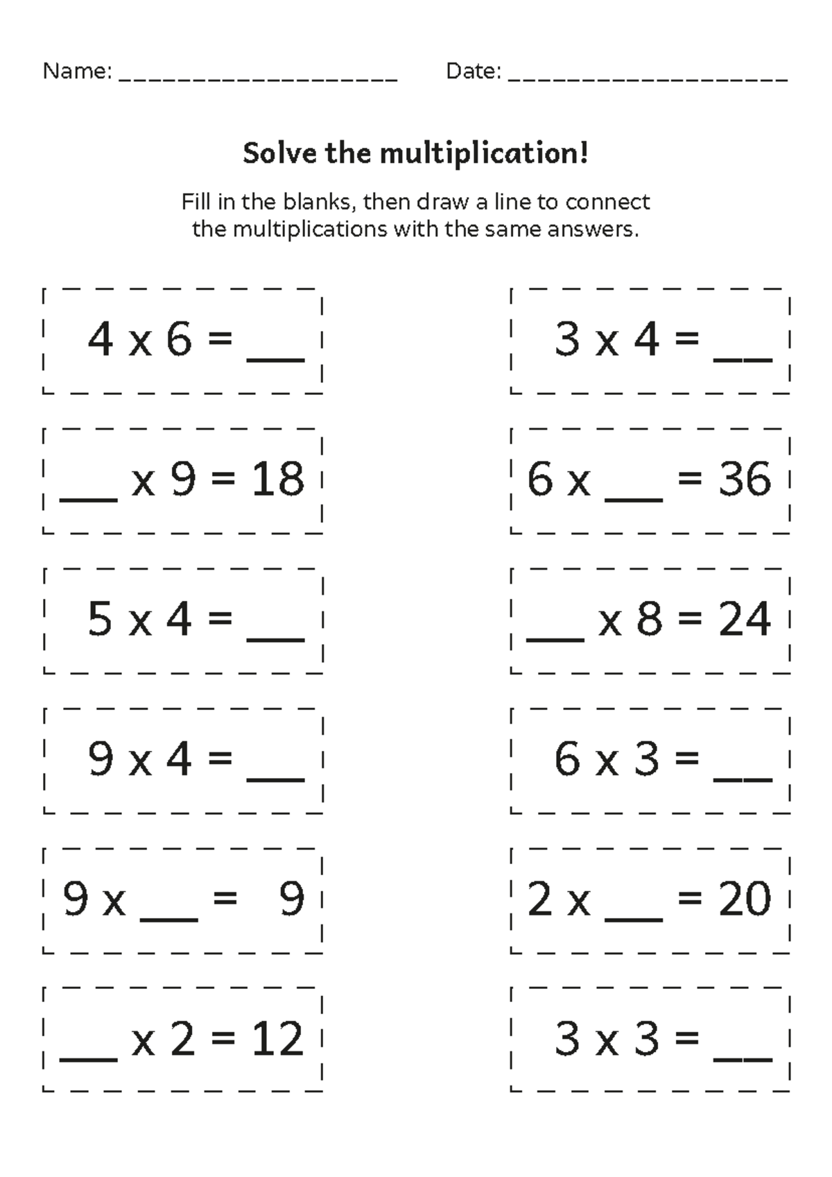 Multiplication Practice - 3rd Grade Worksheet - Name ...