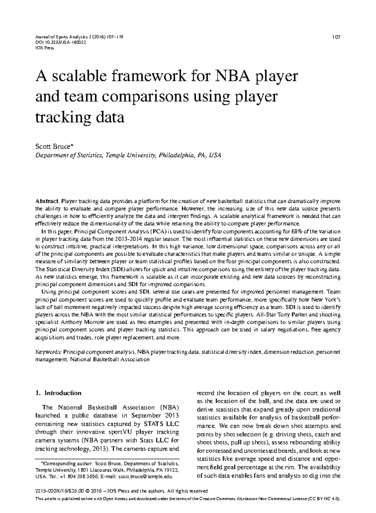 A Scalable Framework for NBA Player Comparisons Using PCA (STAT 107 ...