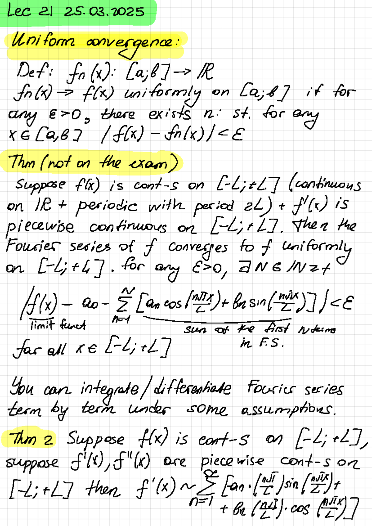 MATH-264 LEC 21 25 - Formula sheets - Lec 21 25.03 Uniform convergence ...