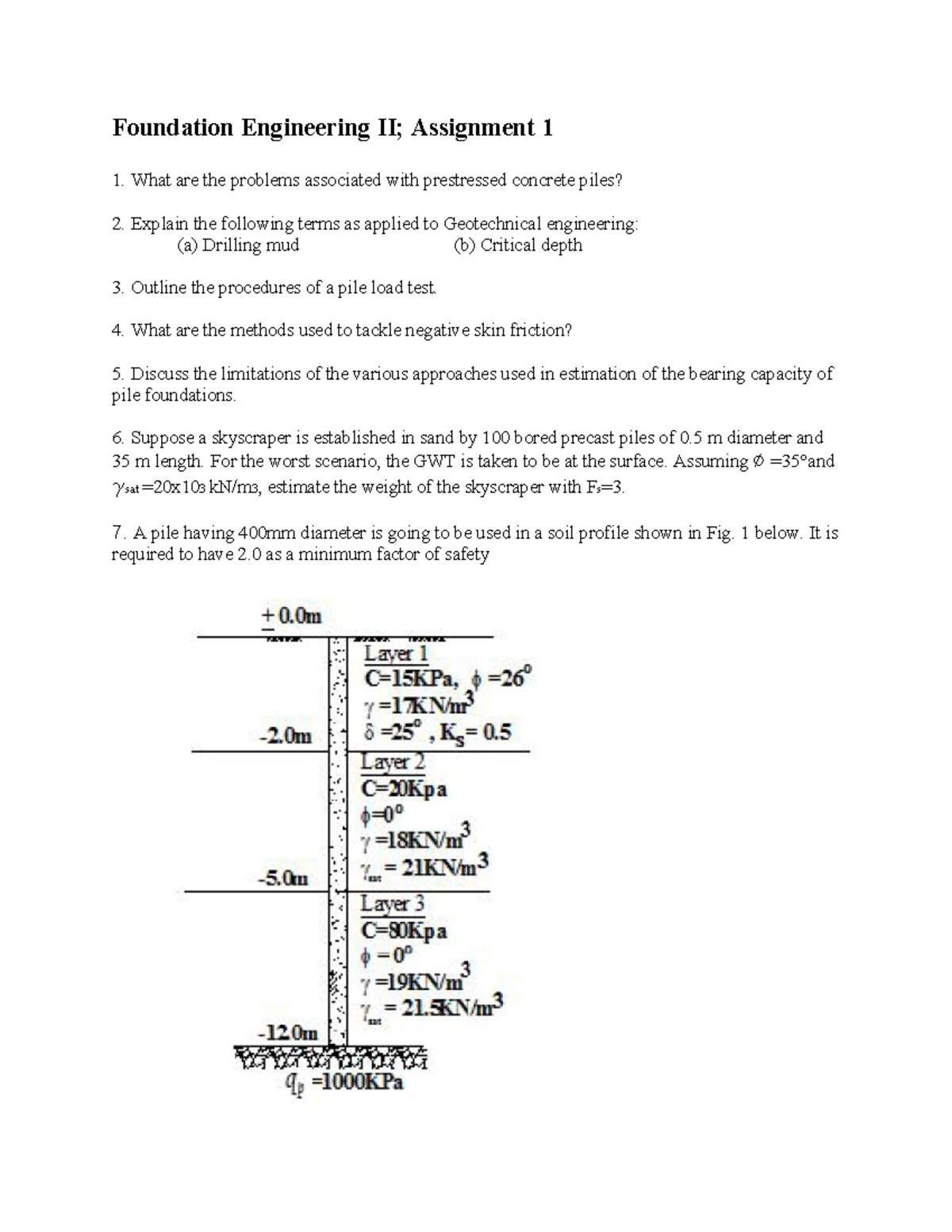 Assignment 1: Foundation II - Geotechnical Engineering Challenges and ...