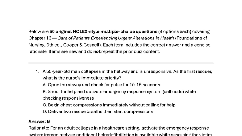 Photo inspiration: Chapter 16 Foundations Of Nursing Practice Quiz Photo Inspiration