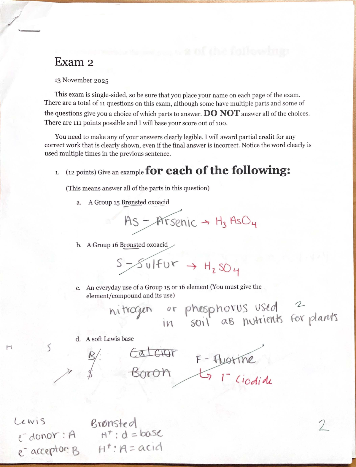 Chemistry Exam 2 - November 2025 - Studocu