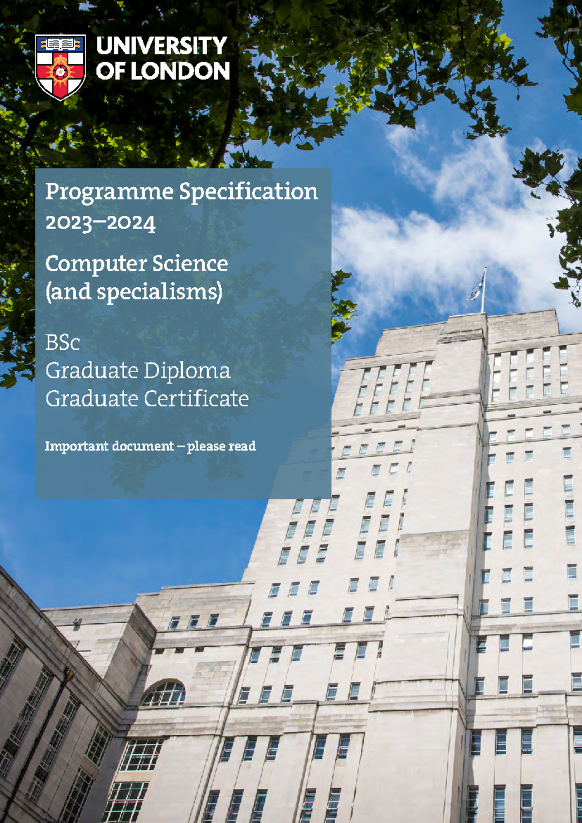 Progspec bsc computer science 2023 24 - Programme Specification 2023 ...