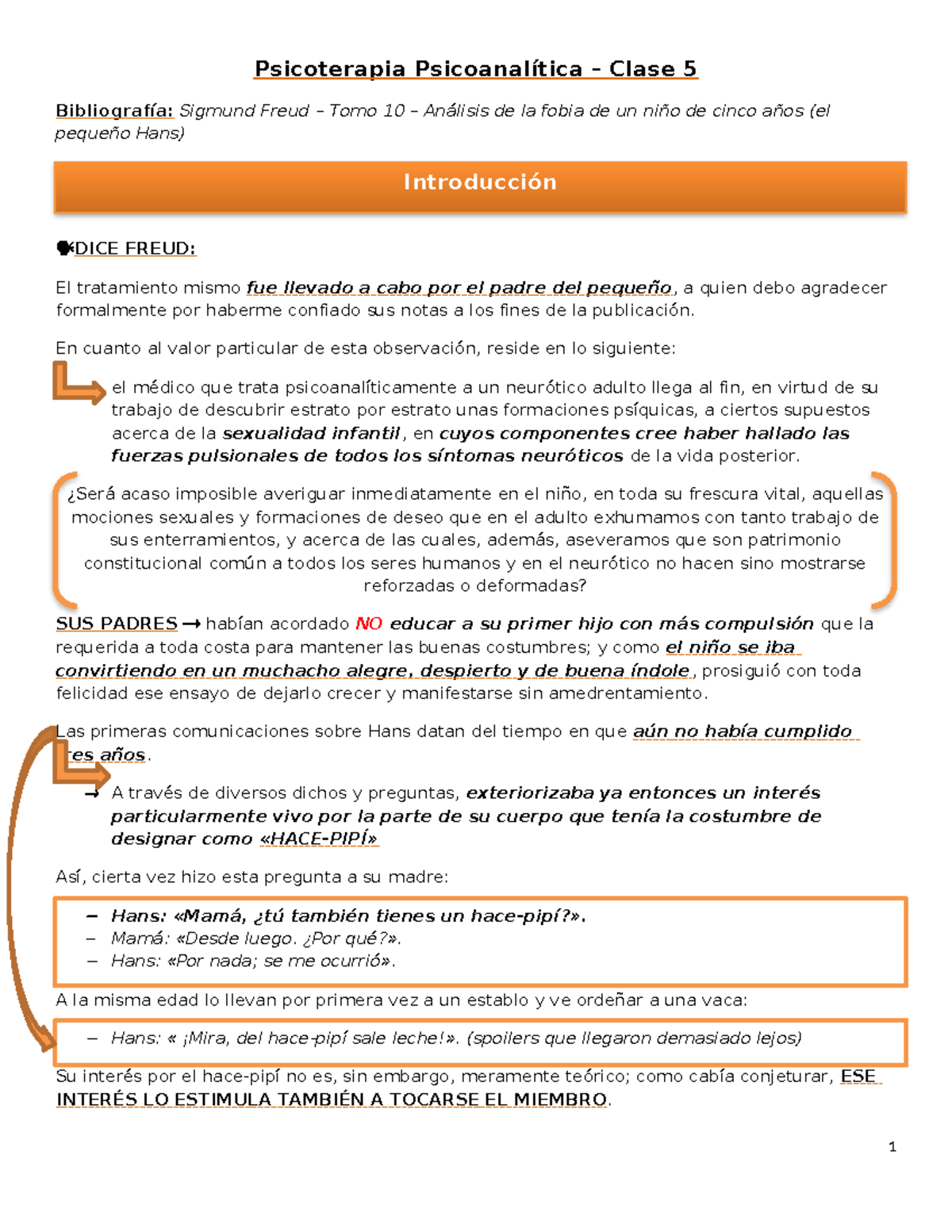 Clase 5: Estudio de la Psicoanálisis en el Caso de Juanito - Studocu