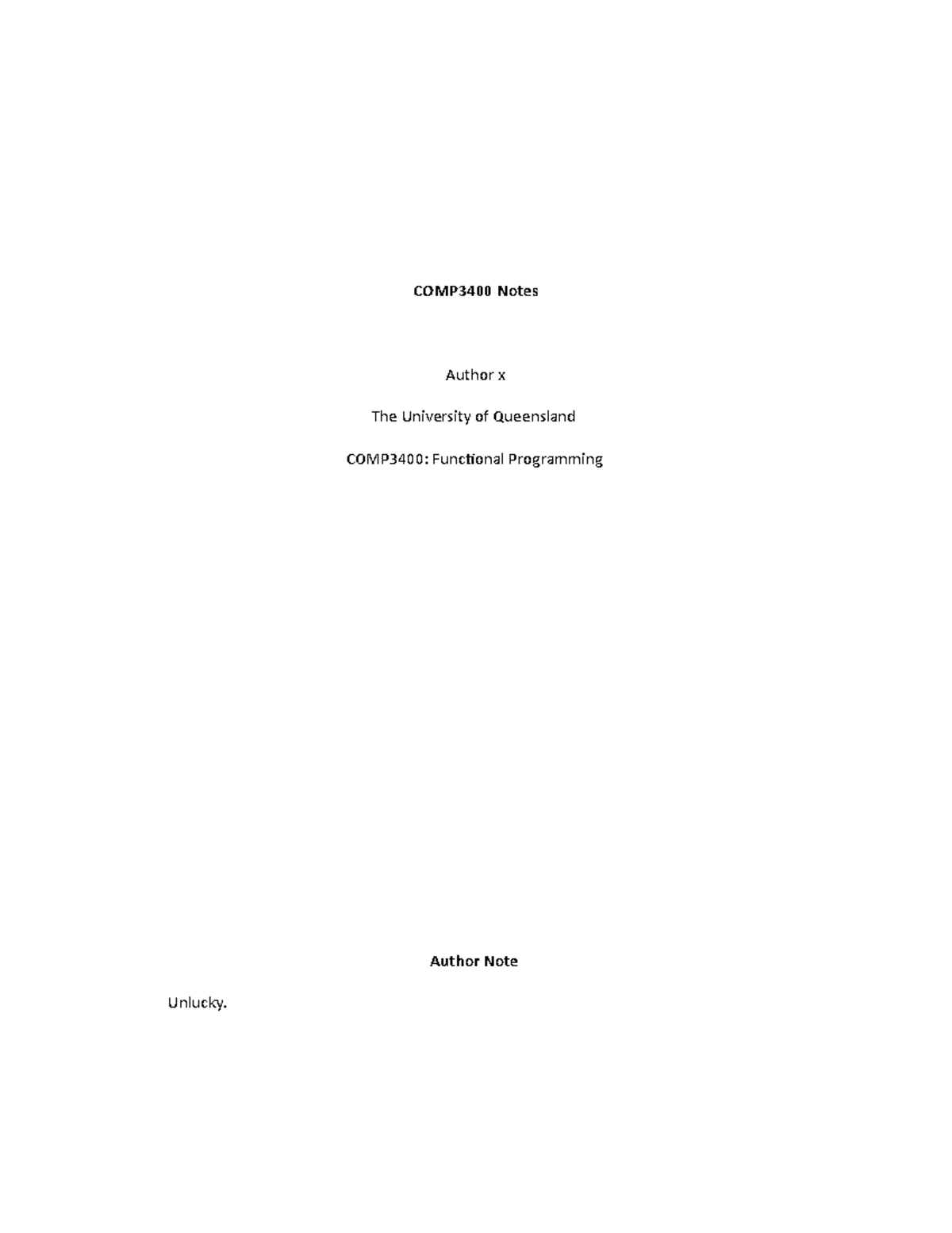 COMP3400 Functional Programming Notes: Key Concepts & Definitions - Studocu