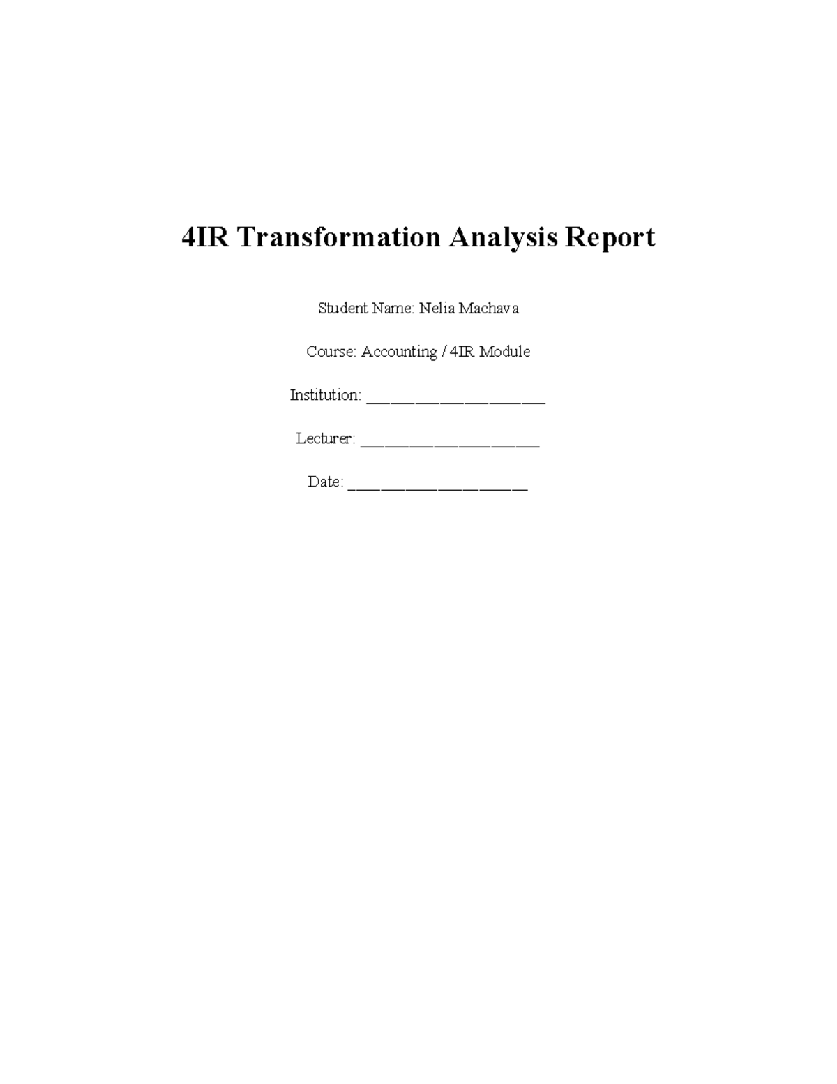 4IR Transformation in Accounting: A SARS Case Study Report - Studocu