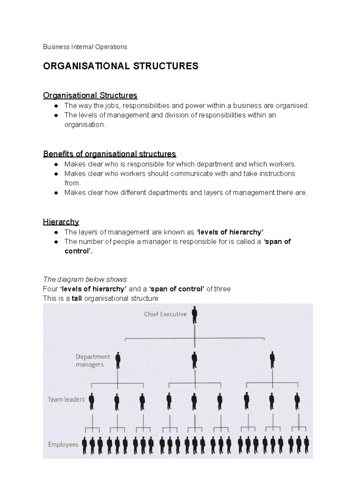 Business Internal Operations: Organisational Structures & Management ...