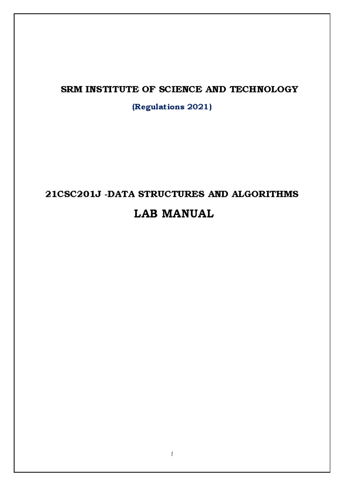 DS LAB Manual - 21CSC201J Structures and Algorithms Lab Guide - Studocu