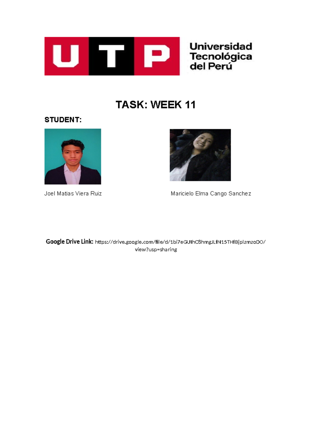 TASK week 11 utp - Ingles - TASK: WEEK 11 STUDENT: Joel Matias Viera ...
