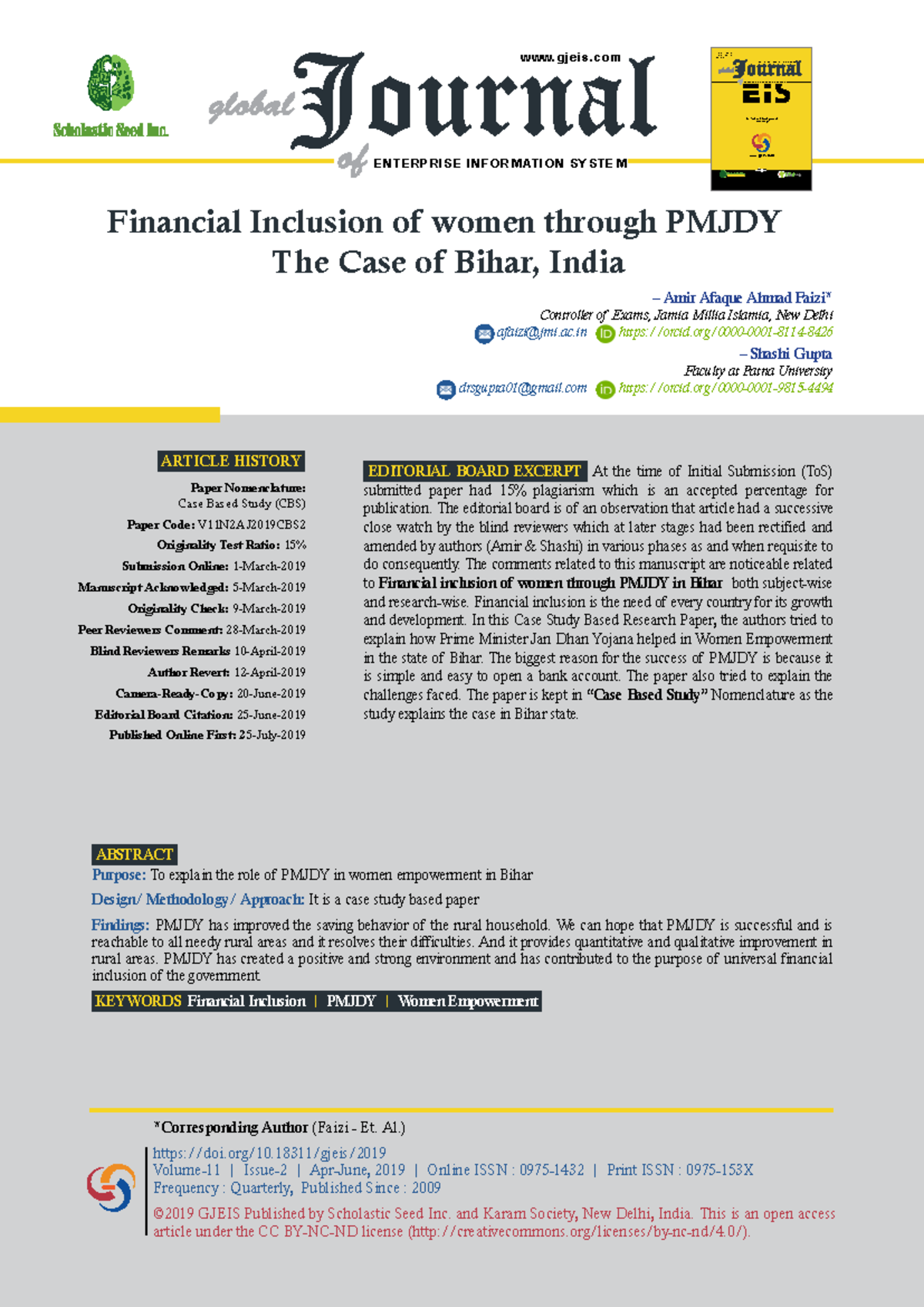 Financial Inclusion of Women through PMJDY: A Case Study of Bihar - Studocu