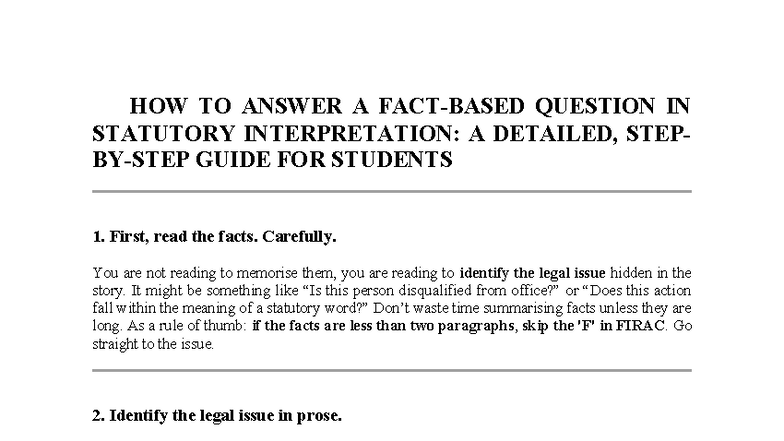 Statutory Interpretation: A Student's Guide to Answering Questions ...