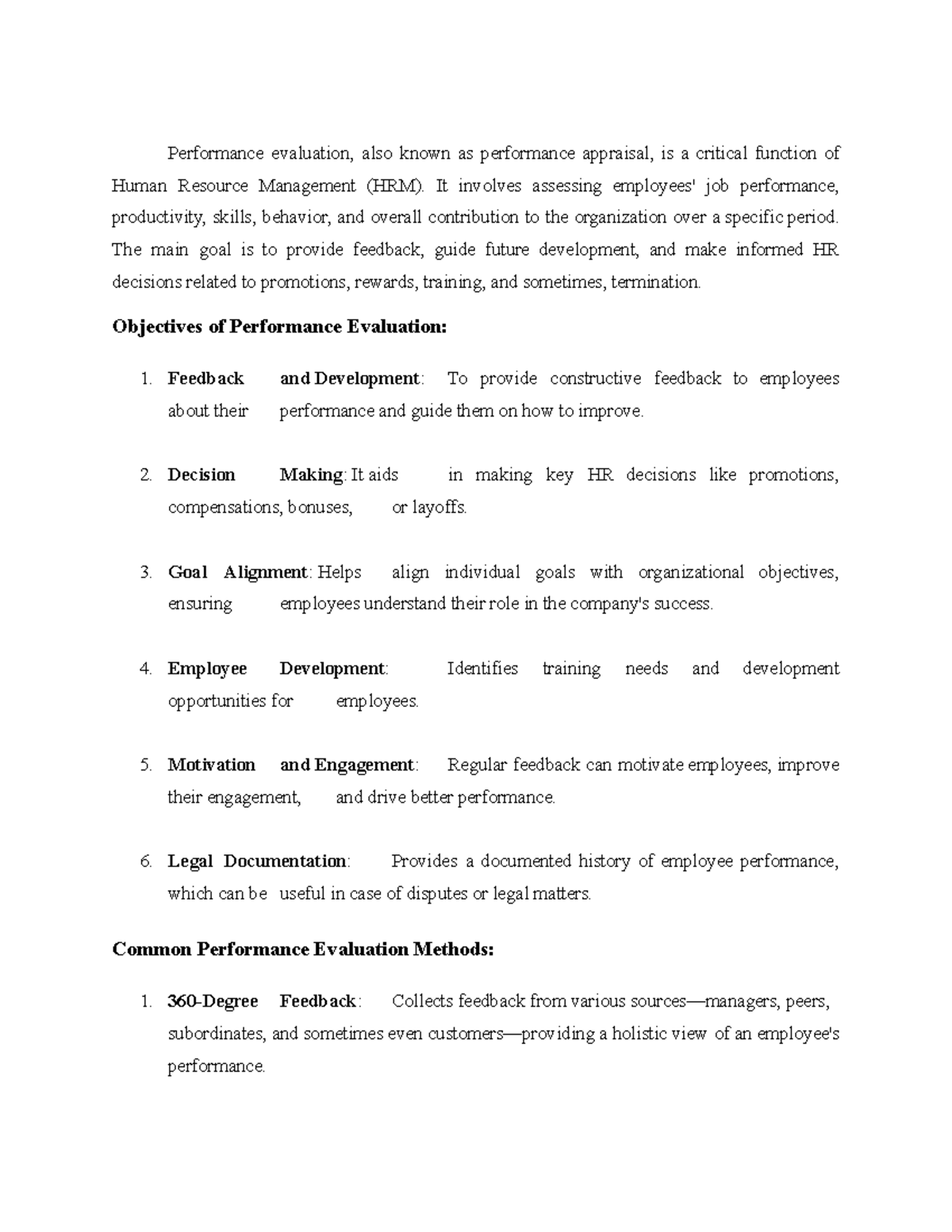 HRM Unit 5 - Performance Evaluation & Feedback Process Notes - Studocu